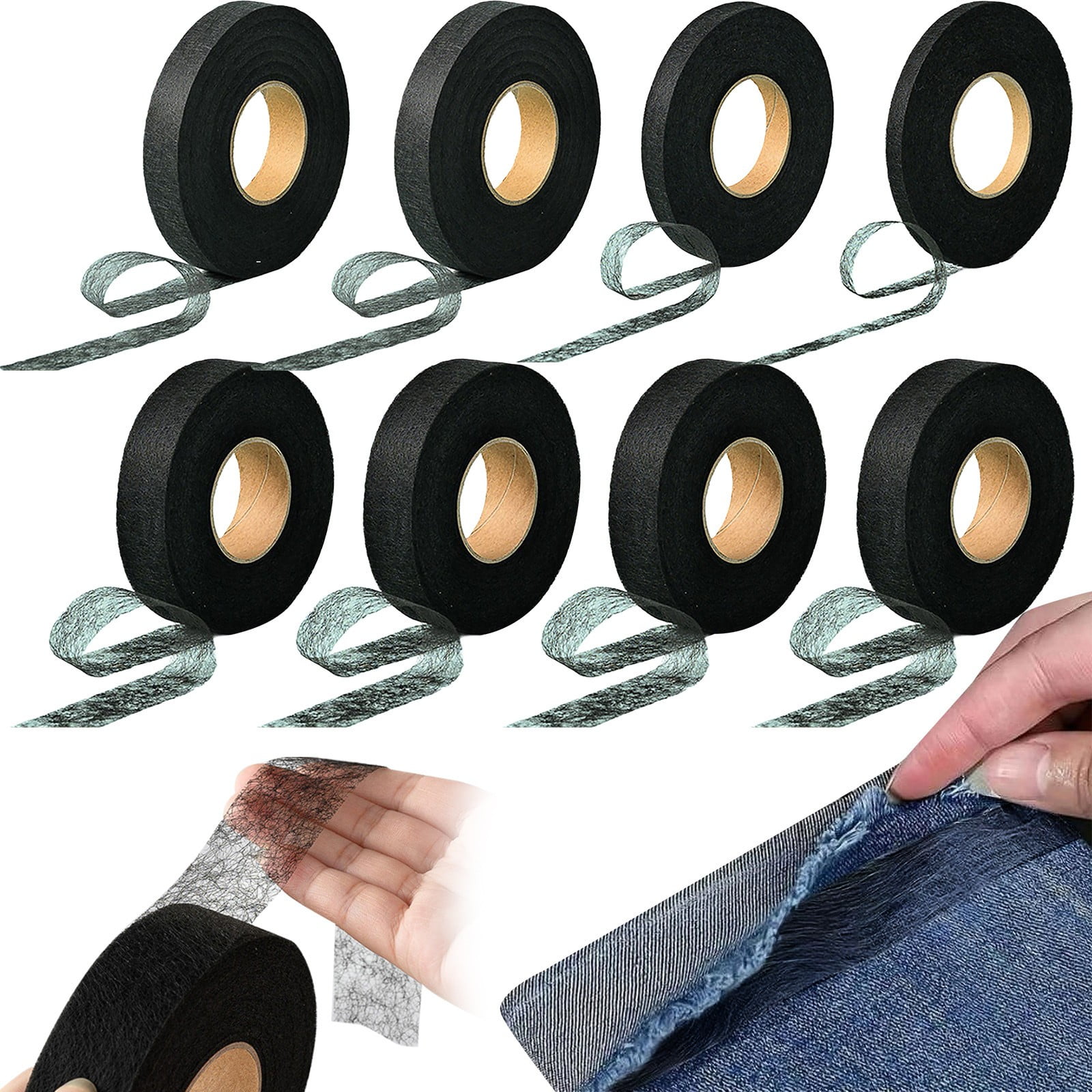 Iron on Hemming Tape, Hem Tape No Sew, Iron on Tape for Hemming, Non Sewing Tape, Fusible Tape Adhesive for Curtain, Pants, Clothes, 1 Roll, 0.78 In x 80 Yards 0.98 In x 80 Yards Black - Image 6