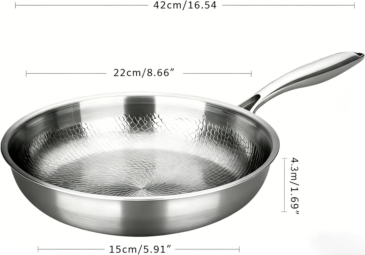 Titanium Pan,100% Non-toxic Titanium Pan,Non Stick Chemical-Free,Extreme Heat-Resistant & Lasts a Lifetime,Non-Stick Skillet for Home Use, Induction Cooktops And Gas Stoves for Omelettes Steaks 22cm - Image 2