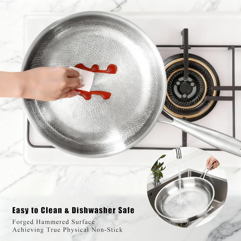 Titanium Pan,100% Non-toxic Titanium Pan,Non Stick Chemical-Free,Extreme Heat-Resistant & Lasts a Lifetime,Non-Stick Skillet for Home Use, Induction Cooktops And Gas Stoves for Omelettes Steaks 30cm - Image 6