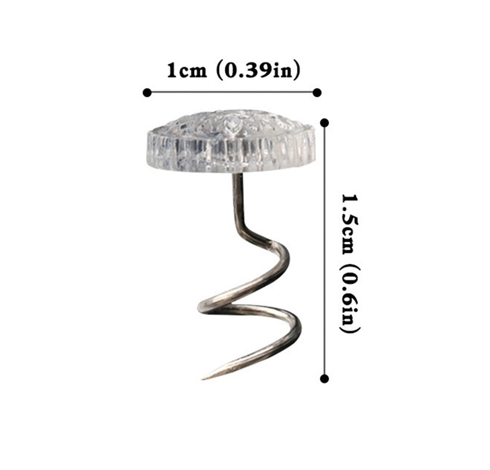 Heavy-Duty Upholstery Pins, Transparent Plastic Head Screw Nail for Upholstery and Fixed Blankets Sofa Sets Clear Heads Twist Pins Slipcovers Bedskirts, 50 Pcs, 0.6x0.39 0.6