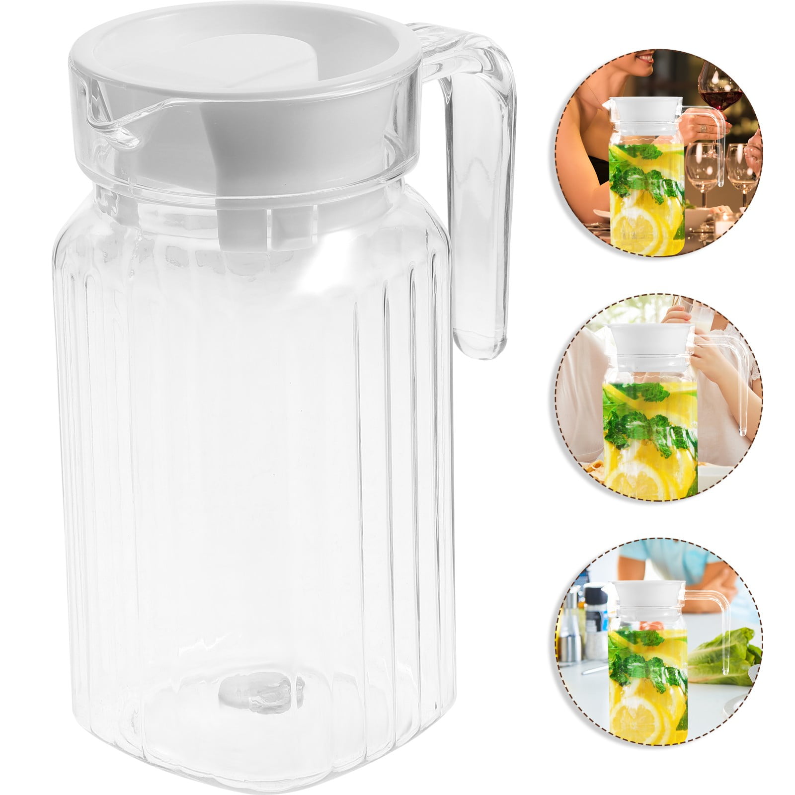 20 oz Small Plastic Carafe with Lid and Spout, 600ml Small Clear Water Jug for Hot/Cold Water, Iced Tea Pitcher for Coffee, Mini Juice and Homemade Beverage Carafe, 6.3x3.35 6.30