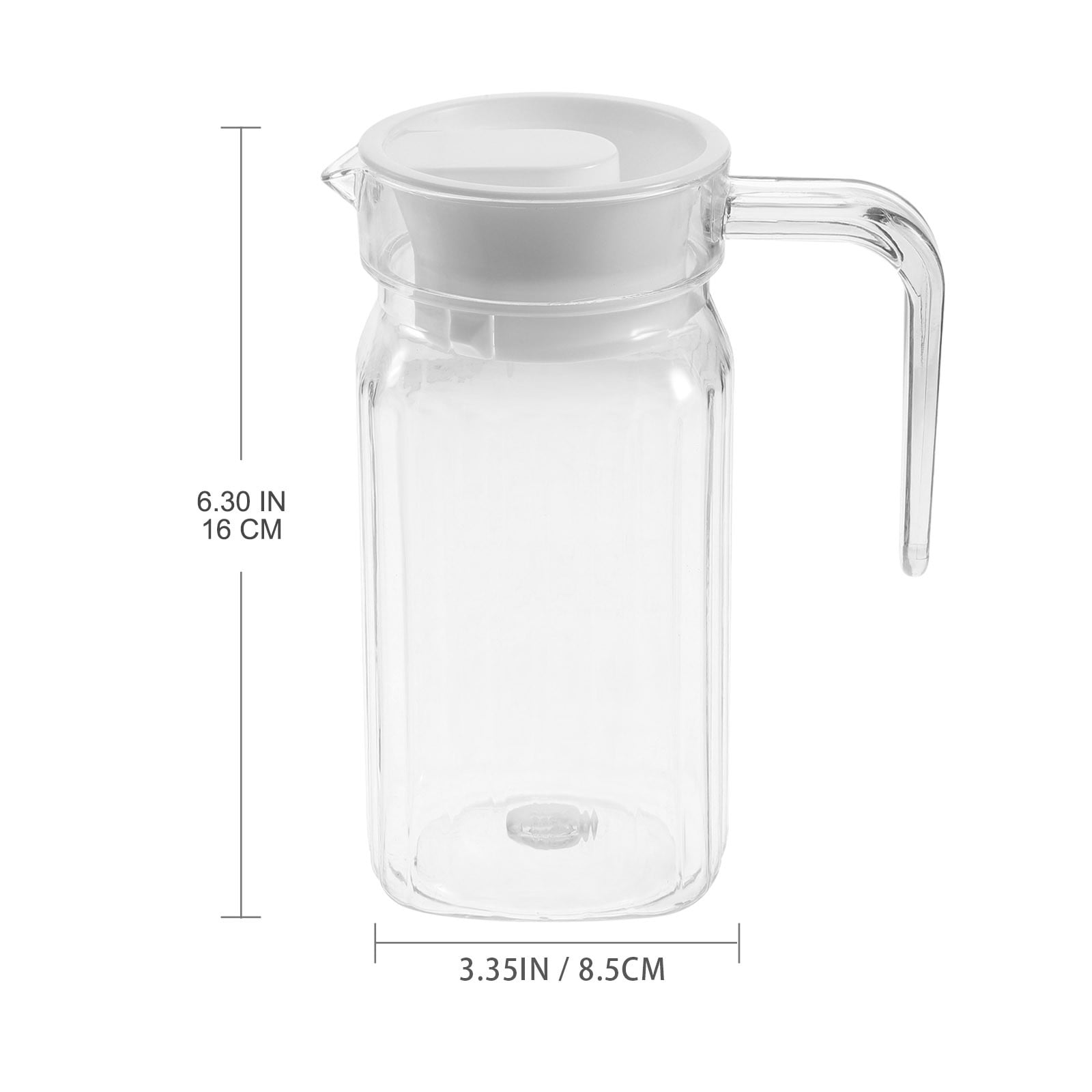 20 oz Small Plastic Carafe with Lid and Spout, 600ml Small Clear Water Jug for Hot/Cold Water, Iced Tea Pitcher for Coffee, Mini Juice and Homemade Beverage Carafe, 6.3x3.35 6.30