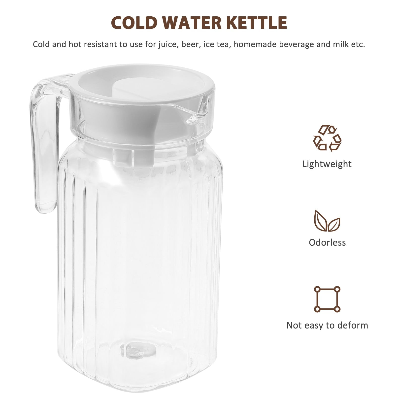 20 oz Small Plastic Carafe with Lid and Spout, 600ml Small Clear Water Jug for Hot/Cold Water, Iced Tea Pitcher for Coffee, Mini Juice and Homemade Beverage Carafe, 6.3x3.35 6.30