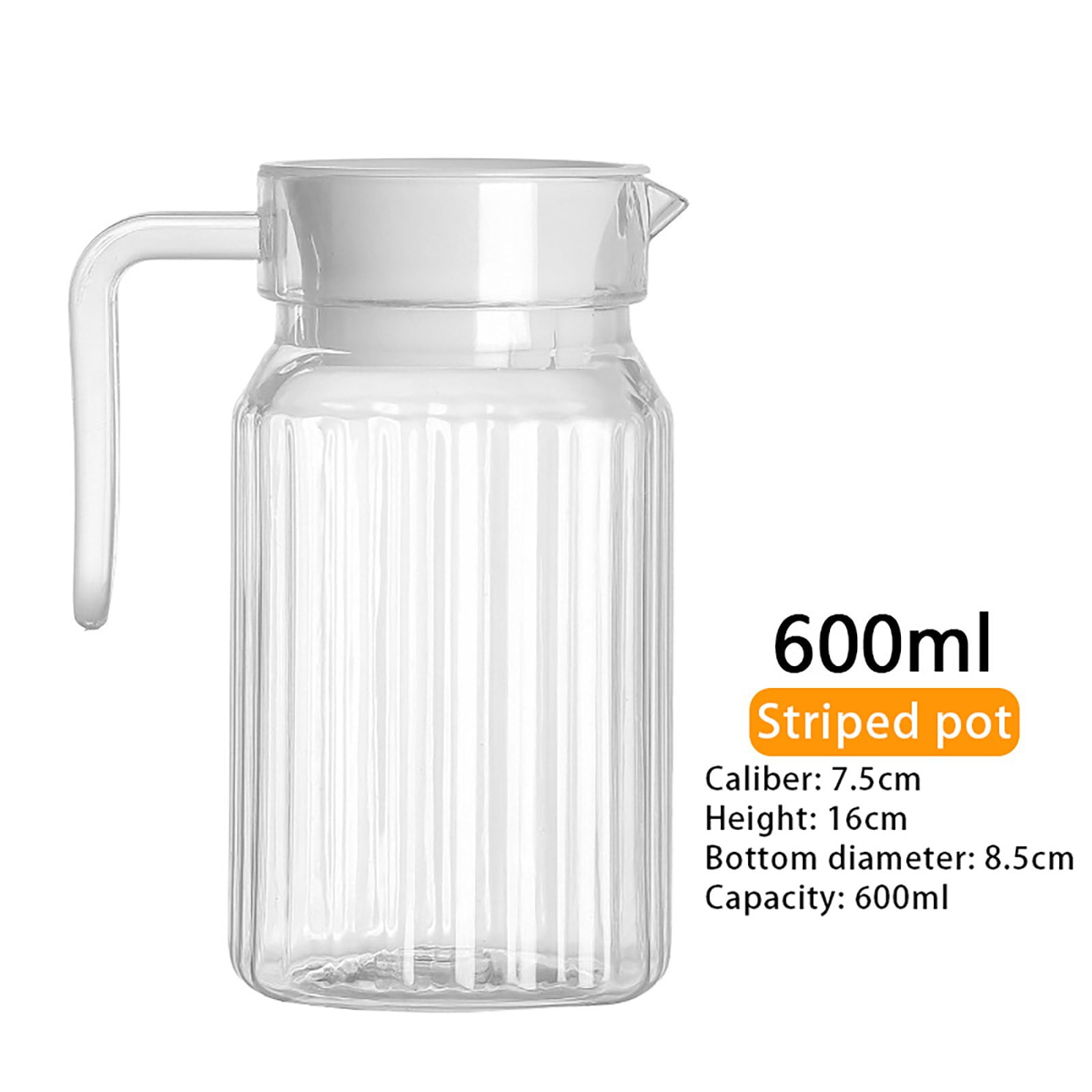 20 oz Small Plastic Carafe with Lid and Spout, 600ml Small Clear Water Jug for Hot/Cold Water, Iced Tea Pitcher for Coffee, Mini Juice and Homemade Beverage Carafe, 6.3x3.35 6.30