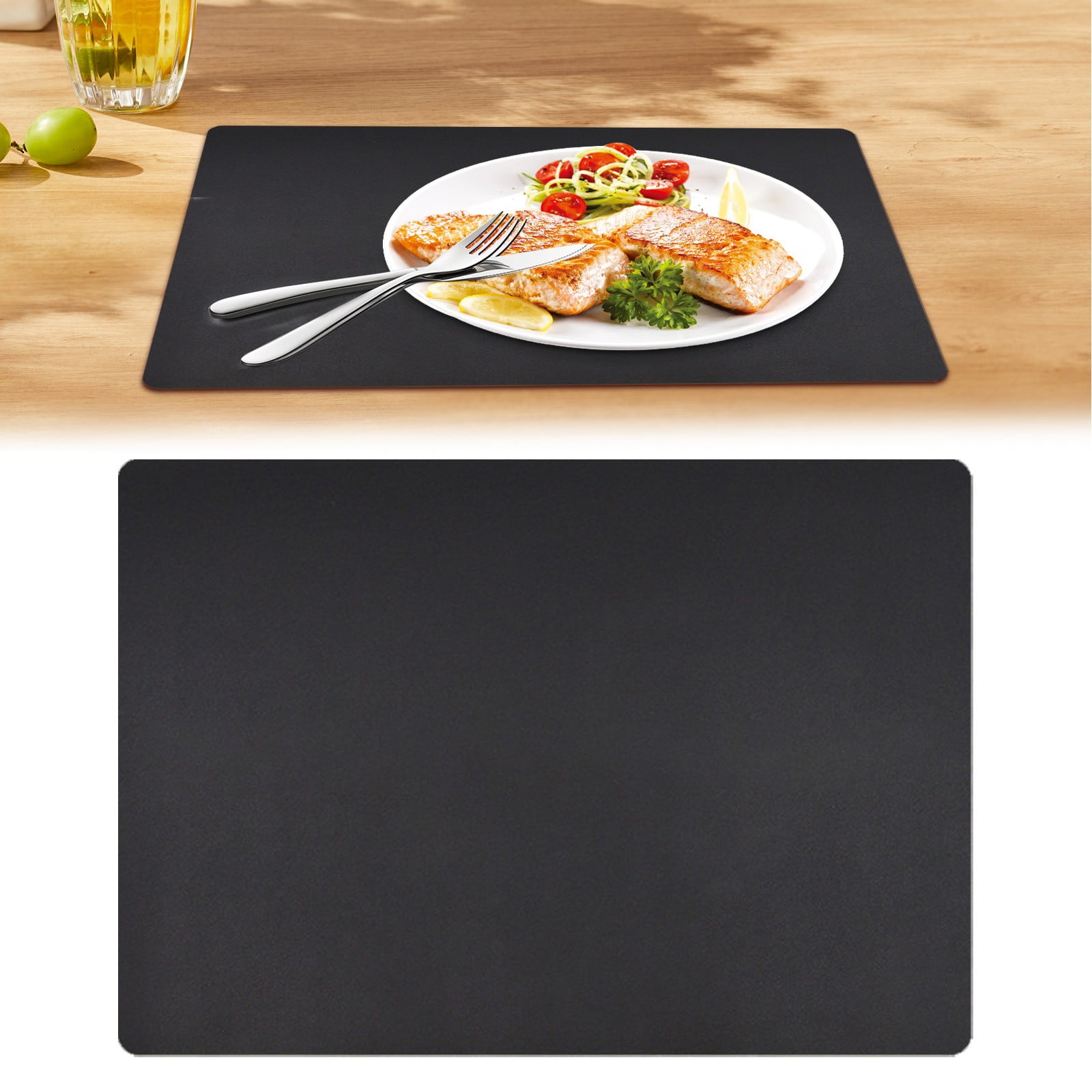 1 Pcs Placemats,Plastic Table Mats,16.93X11.81 Inch Rectangle Heat-Resistant Place Mat,Water-Proof Non-Slip Dining Table Mats,Wipeable Washable Placemats,Place Mats For Kitchen Table,Yellow Black - Image 2