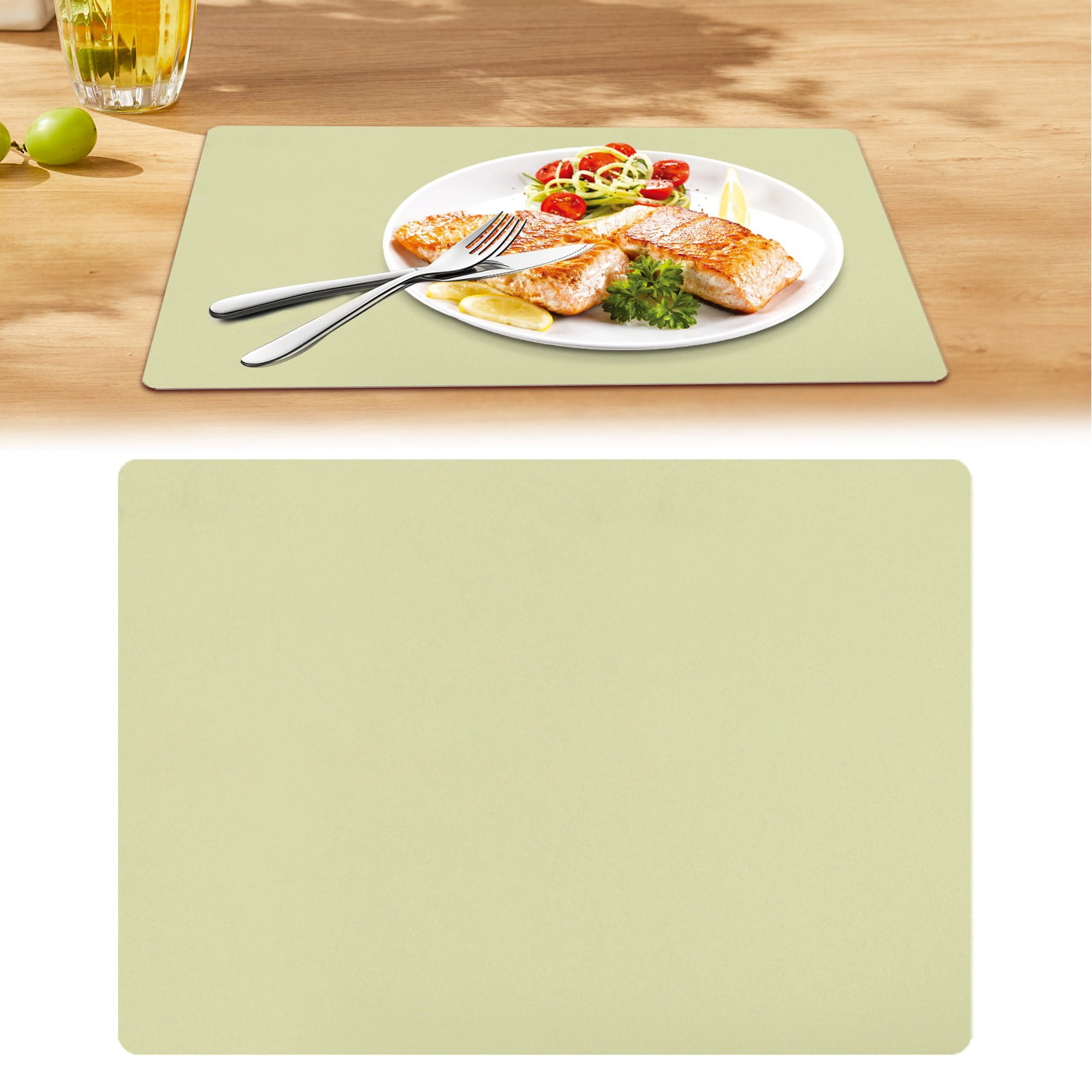 1 Pcs Placemats,Plastic Table Mats,16.93X11.81 Inch Rectangle Heat-Resistant Place Mat,Water-Proof Non-Slip Dining Table Mats,Wipeable Washable Placemats,Place Mats For Kitchen Table,Yellow Light Yellow - Image 2
