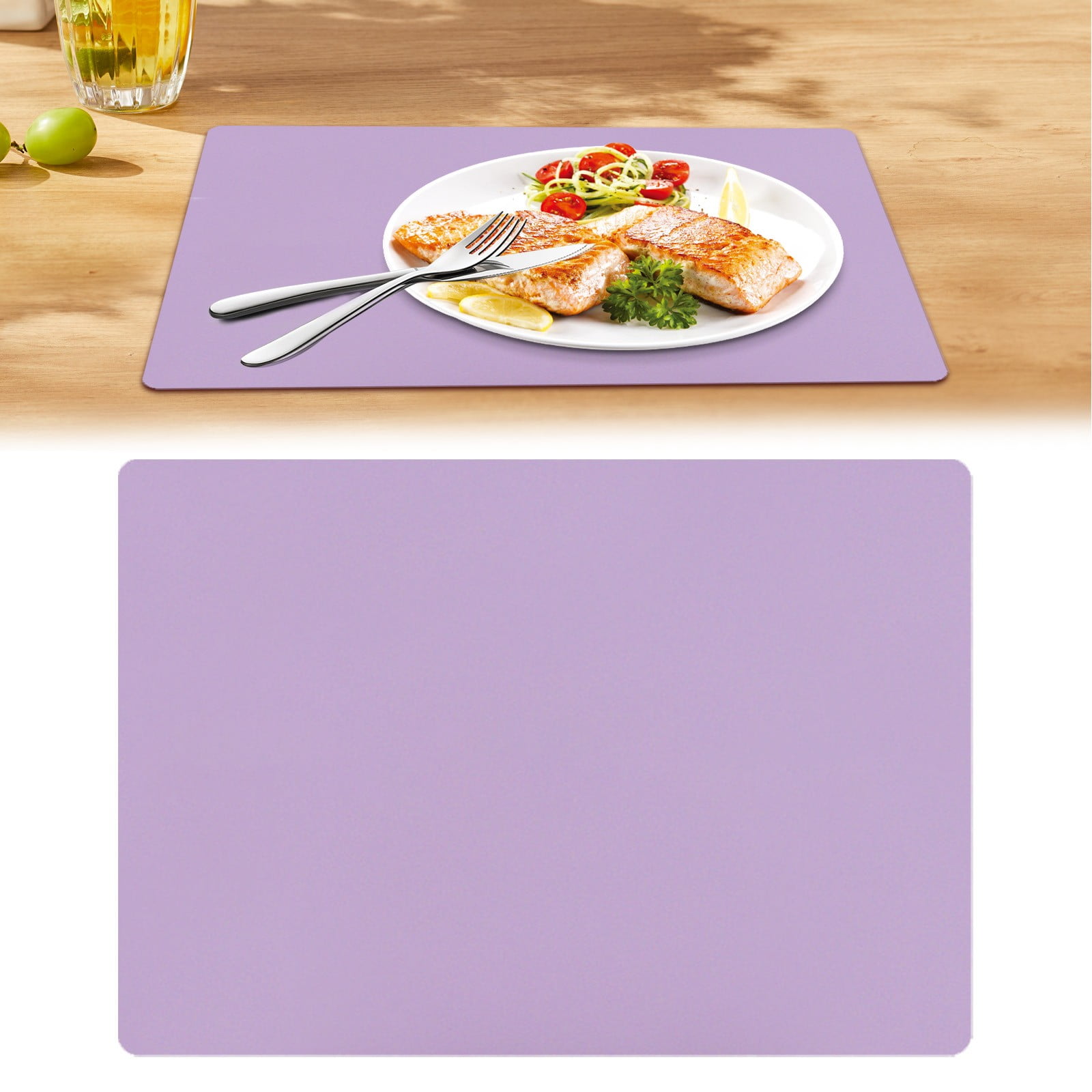 1 Pcs Placemats,Plastic Table Mats,16.93X11.81 Inch Rectangle Heat-Resistant Place Mat,Water-Proof Non-Slip Dining Table Mats,Wipeable Washable Placemats,Place Mats For Kitchen Table,Yellow Purple - Image 2