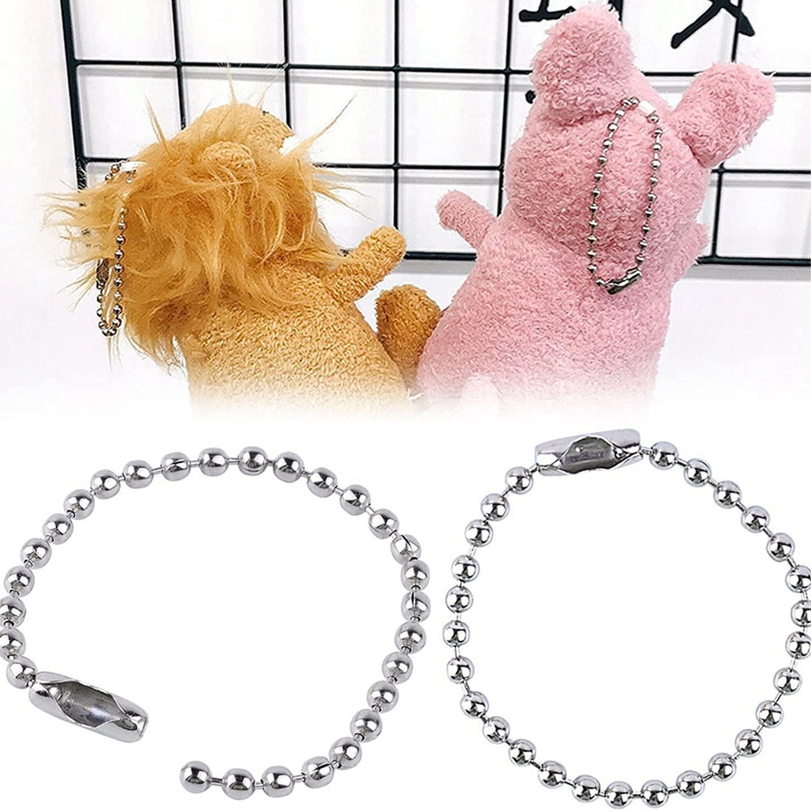 Dog Tag Chain Ball Chain Necklace Bulk, Military Blank Dog Tag Necklace for Men, Beaded Necklace Chains for Jewelry Making DIY Crafts,Silver Nickel Plated Metal 2.4mm Ball Bead Chain(100-Pack ) C - Image 1