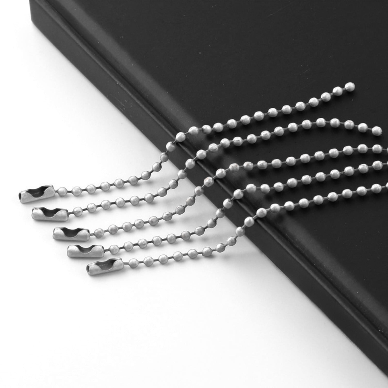 Dog Tag Chain Ball Chain Necklace Bulk, Military Blank Dog Tag Necklace for Men, Beaded Necklace Chains for Jewelry Making DIY Crafts,Silver Nickel Plated Metal 2.4mm Ball Bead Chain(100-Pack ) D - Image 5