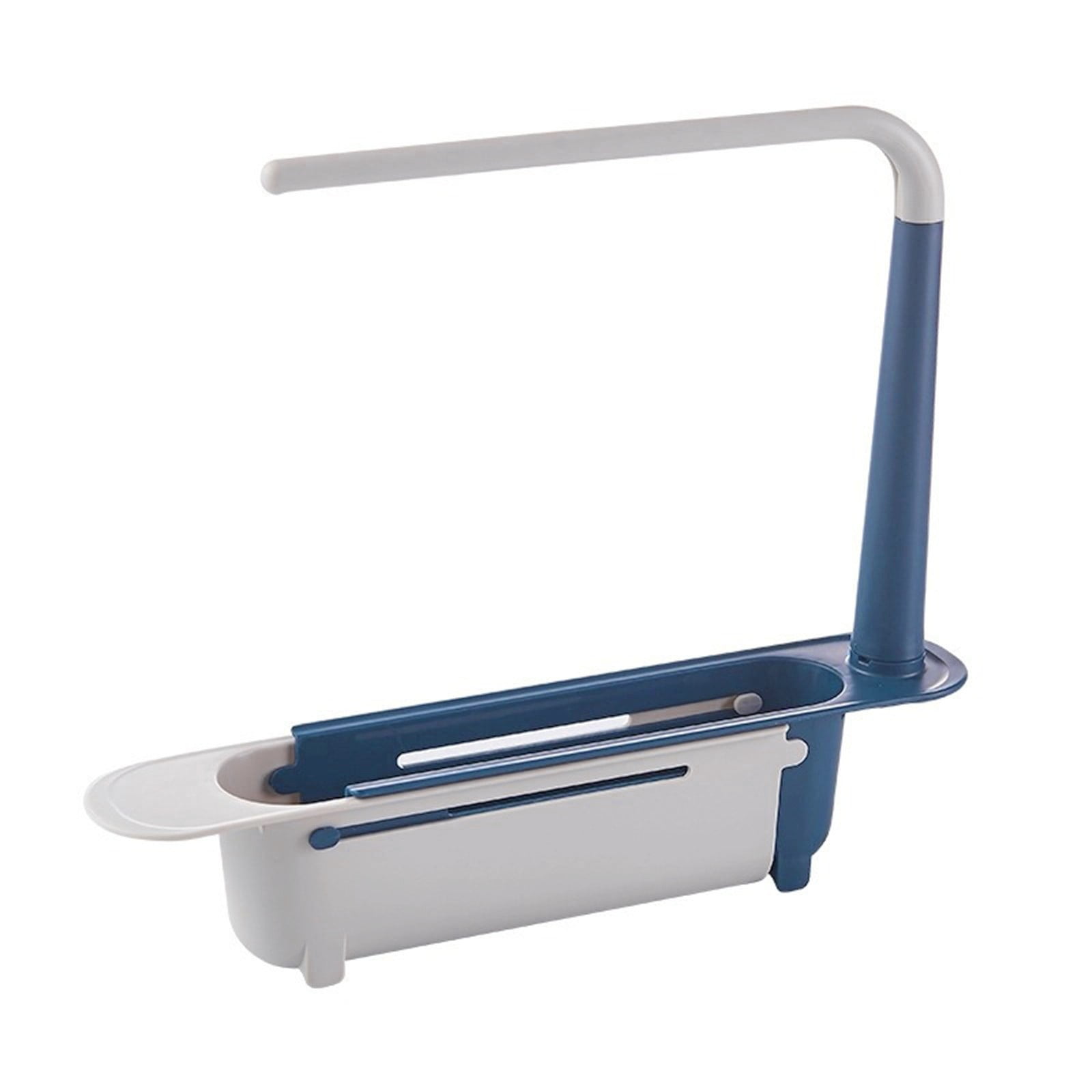 1 Pcs Telescopic Kitchen Over Sink Organizer With Towel Hanger,Expandable Dish Caddy Drying Rack,Drain Basket Tray Caddy,Adjustable Length Colander Rack Sponge Holder Storage Tray Green - Image 4