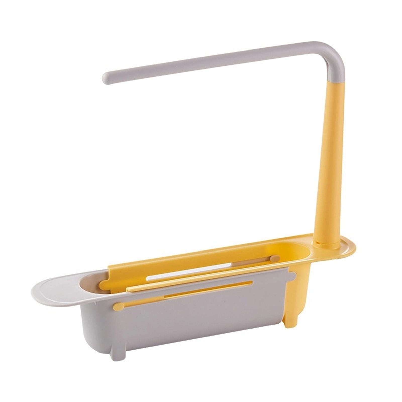 1 Pcs Telescopic Kitchen Over Sink Organizer With Towel Hanger,Expandable Dish Caddy Drying Rack,Drain Basket Tray Caddy,Adjustable Length Colander Rack Sponge Holder Storage Tray,Green Red - Image 2