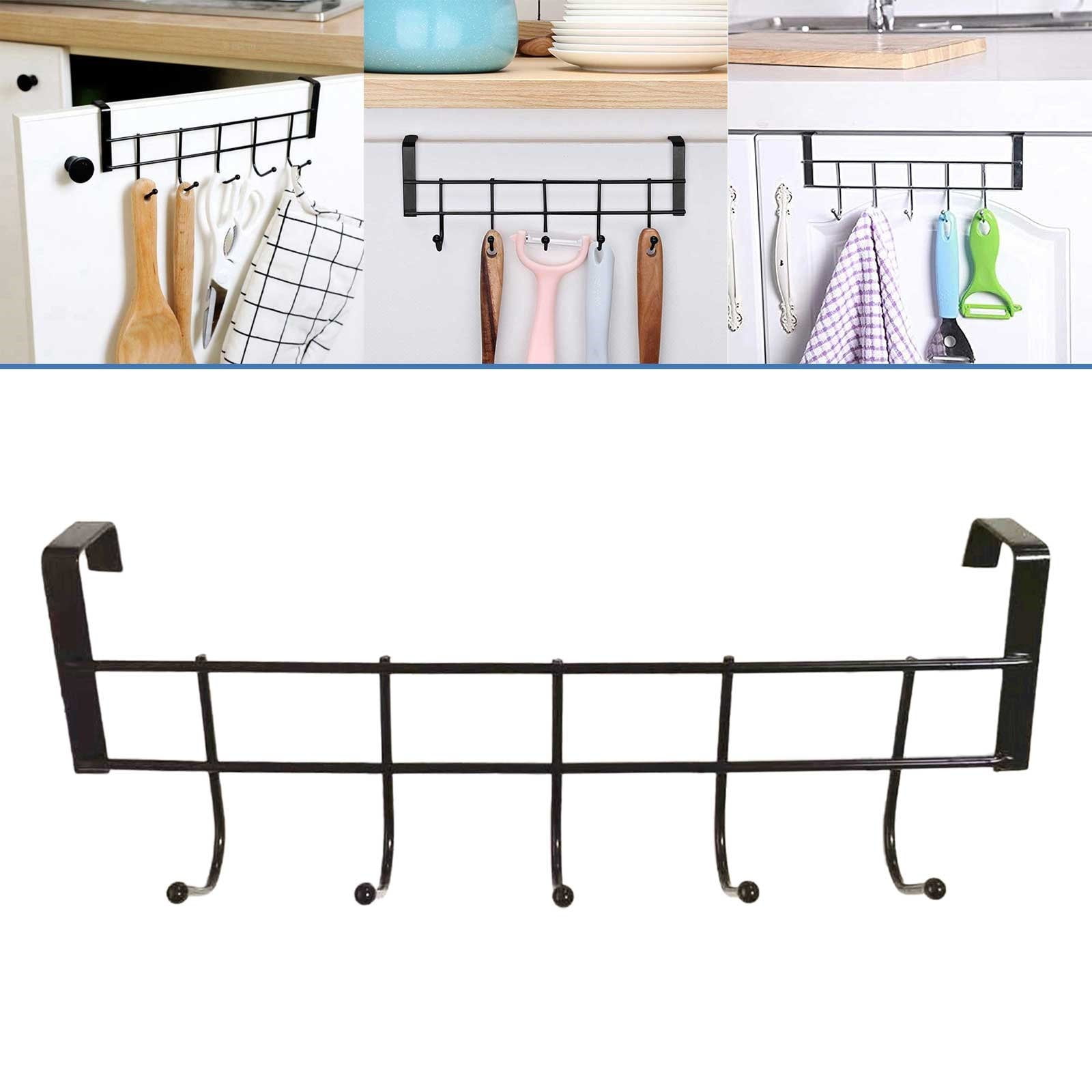 Over The Door Hook for Doors up to 1.4\'\' Thickness, Stainless Steel Over Door Hanger with 5 Hooks, Door Coat Rack for Entryway & Bathroom Hanging Coats, Backpack, Robes, Towels, 1 Pcs, 9.05x3.54 9.05