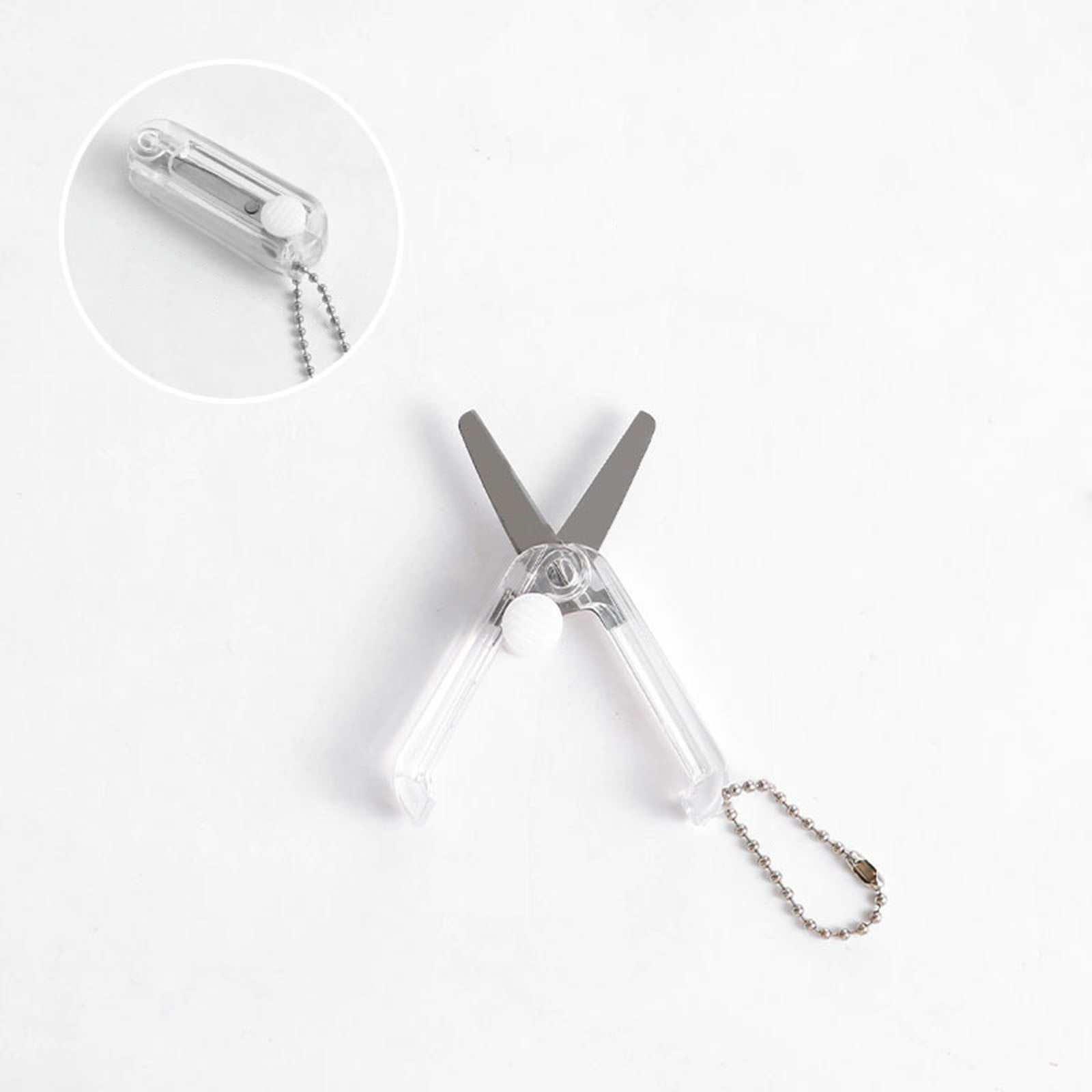 1 Pcs Mini Folding Scissors With Key Chain,1.85 Inch Keychain Scissors,Small Foldable Scissors,Portable Pocket Travel Scissors,Retractable Shears For Cutting, Scrapbooking, Crafting,(A,1.85x0.71 in) A - Image 2