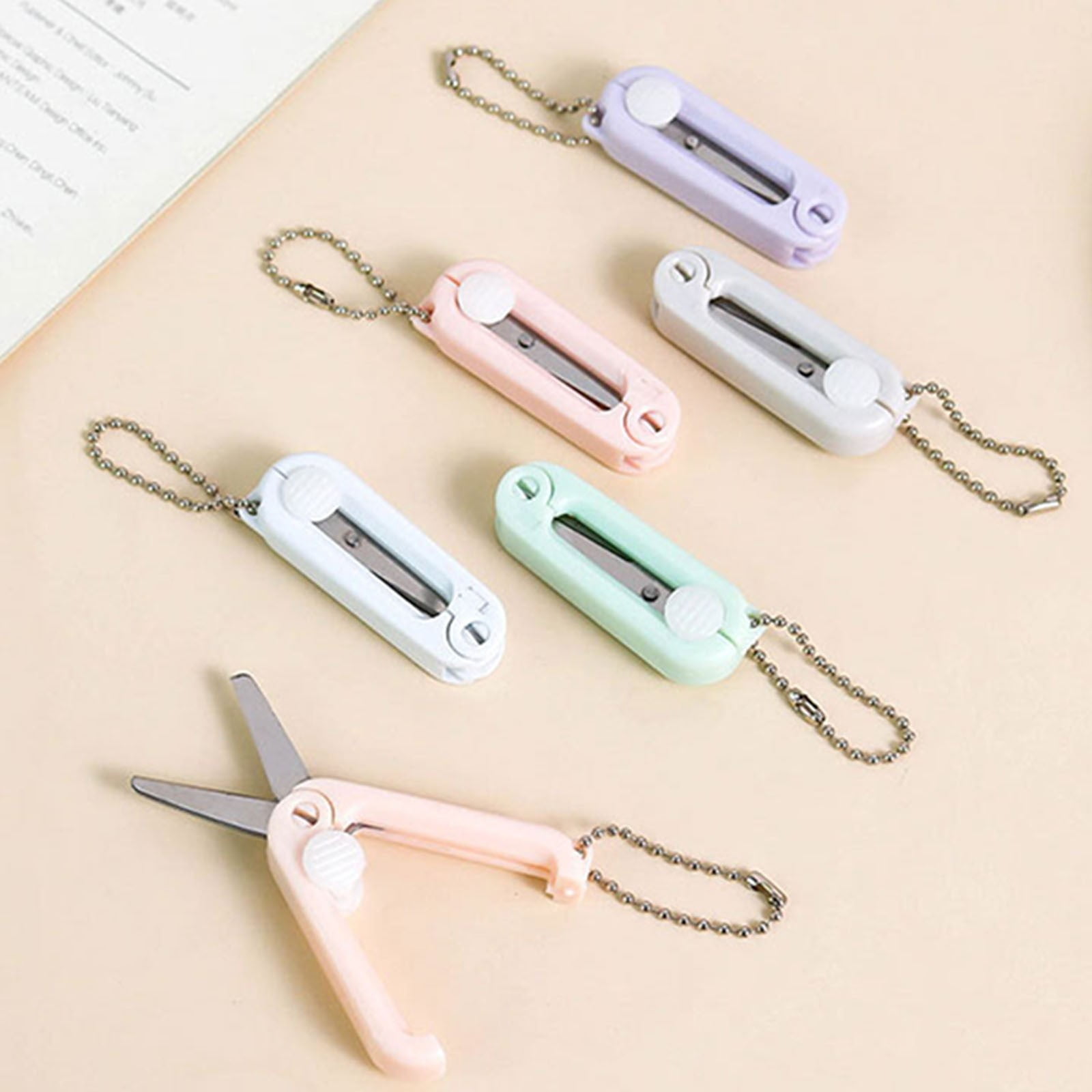 1 Pcs Mini Folding Scissors With Key Chain,1.85 Inch Keychain Scissors,Small Foldable Scissors,Portable Pocket Travel Scissors,Retractable Shears For Cutting, Scrapbooking, Crafting,(A,1.85x0.71 in) A - Image 6