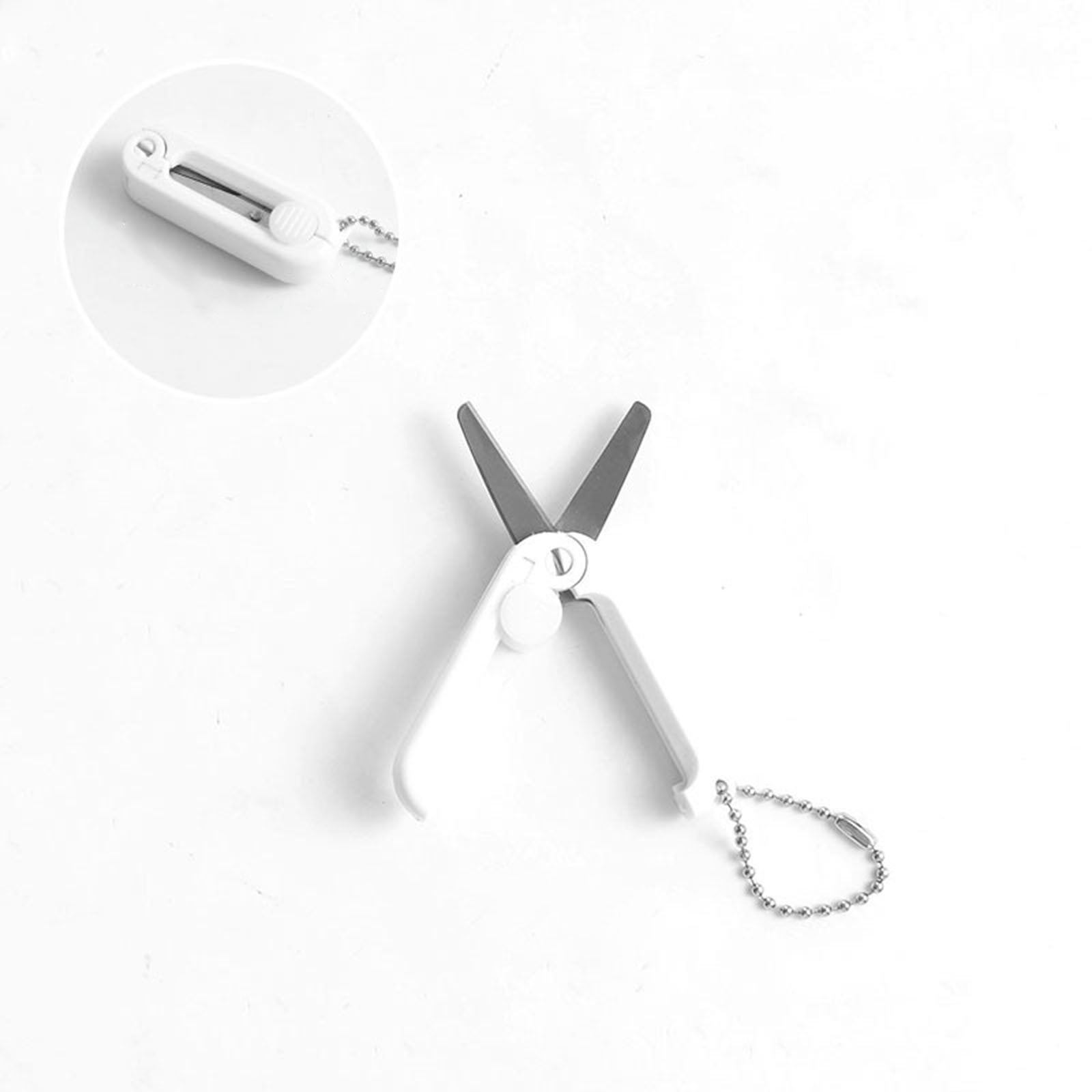 1 Pcs Mini Folding Scissors With Key Chain,1.85 Inch Keychain Scissors,Small Foldable Scissors,Portable Pocket Travel Scissors,Retractable Shears For Cutting, Scrapbooking, Crafting,(A,1.85x0.71 in) B - Image 2