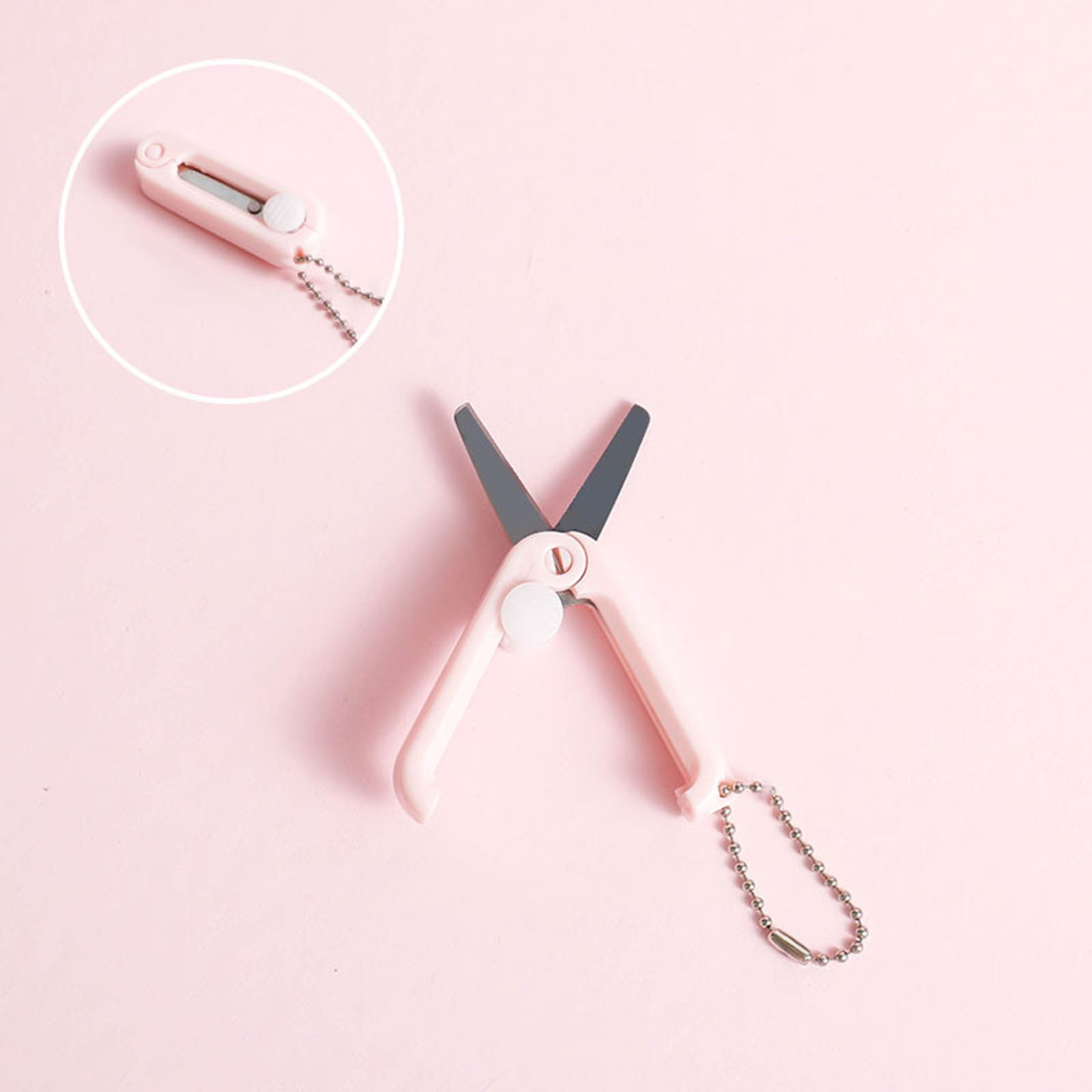 1 Pcs Mini Folding Scissors With Key Chain,1.85 Inch Keychain Scissors,Small Foldable Scissors,Portable Pocket Travel Scissors,Retractable Shears For Cutting, Scrapbooking, Crafting,(A,1.85x0.71 in) D - Image 2