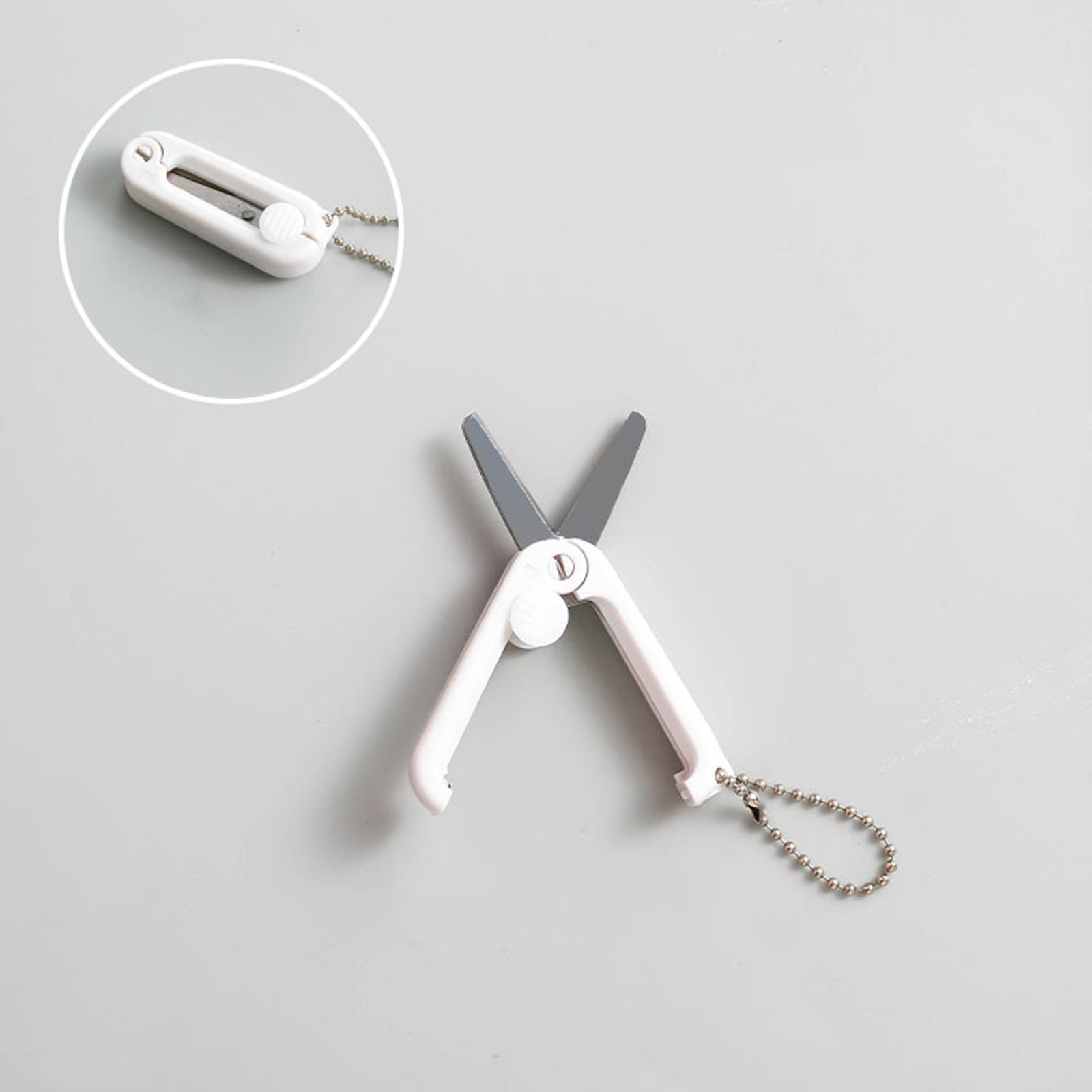 1 Pcs Mini Folding Scissors With Key Chain,1.85 Inch Keychain Scissors,Small Foldable Scissors,Portable Pocket Travel Scissors,Retractable Shears For Cutting, Scrapbooking, Crafting,(A,1.85x0.71 in) G - Image 2