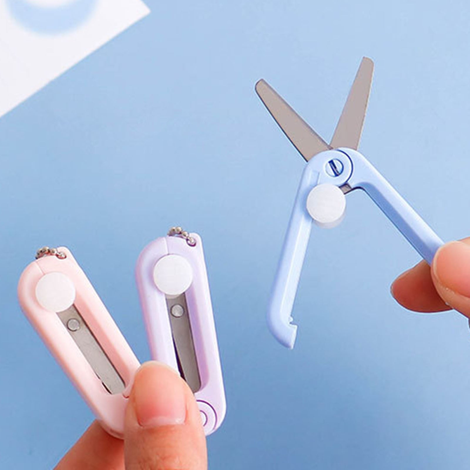 1 Pcs Mini Folding Scissors With Key Chain,1.85 Inch Keychain Scissors,Small Foldable Scissors,Portable Pocket Travel Scissors,Retractable Shears For Cutting, Scrapbooking, Crafting,(A,1.85x0.71 in) G - Image 4