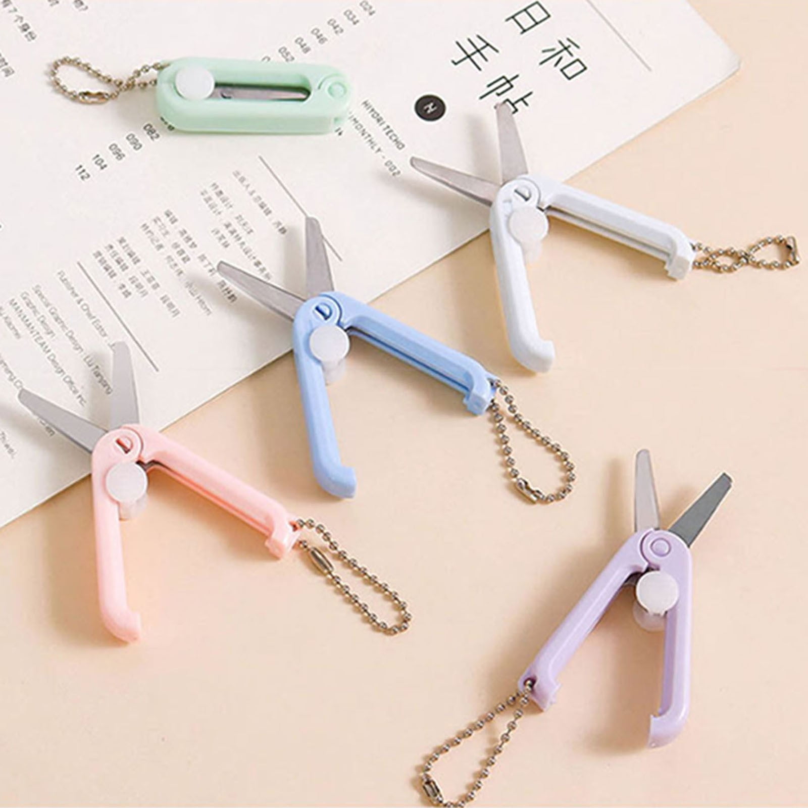 1 Pcs Mini Folding Scissors With Key Chain,1.85 Inch Keychain Scissors,Small Foldable Scissors,Portable Pocket Travel Scissors,Retractable Shears For Cutting, Scrapbooking, Crafting,(A,1.85x0.71 in) G - Image 7