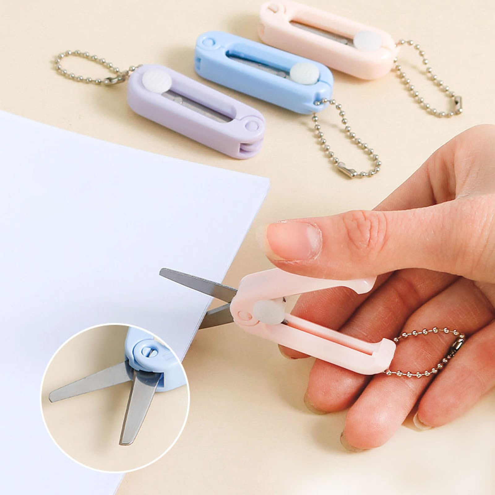 1 Pcs Mini Folding Scissors With Key Chain,1.85 Inch Keychain Scissors,Small Foldable Scissors,Portable Pocket Travel Scissors,Retractable Shears For Cutting, Scrapbooking, Crafting,(A,1.85x0.71 in) G - Image 8