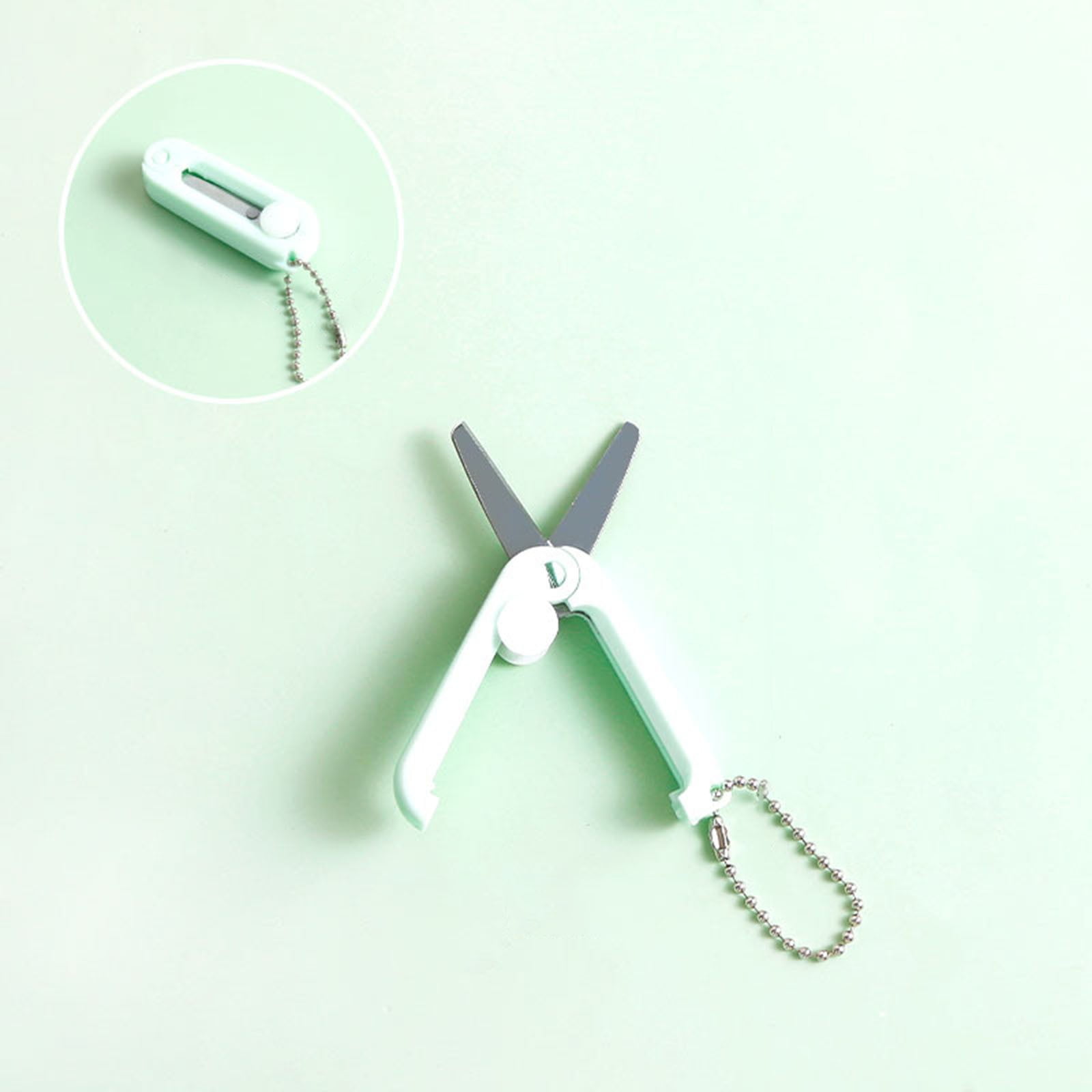 1 Pcs Mini Folding Scissors With Key Chain,1.85 Inch Keychain Scissors,Small Foldable Scissors,Portable Pocket Travel Scissors,Retractable Shears For Cutting, Scrapbooking, Crafting,(A,1.85x0.71 in) H - Image 2