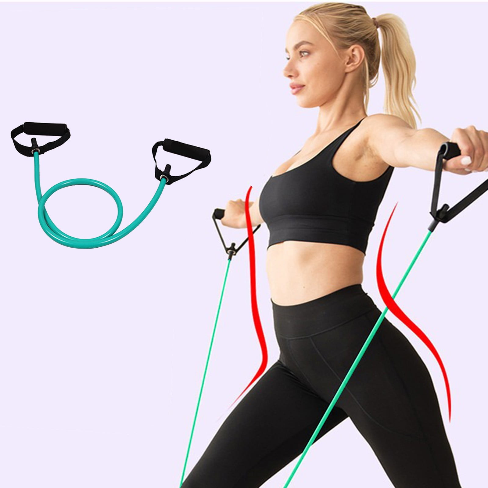 Resistance Bands with Handles, Exercise Bands with Handles, Single Resistance Bands for Resistance Training, Physical Therapy,Home Workouts, Fitness, Pilates,Shoulder And Neck Stretching Equipment Green - Image 2