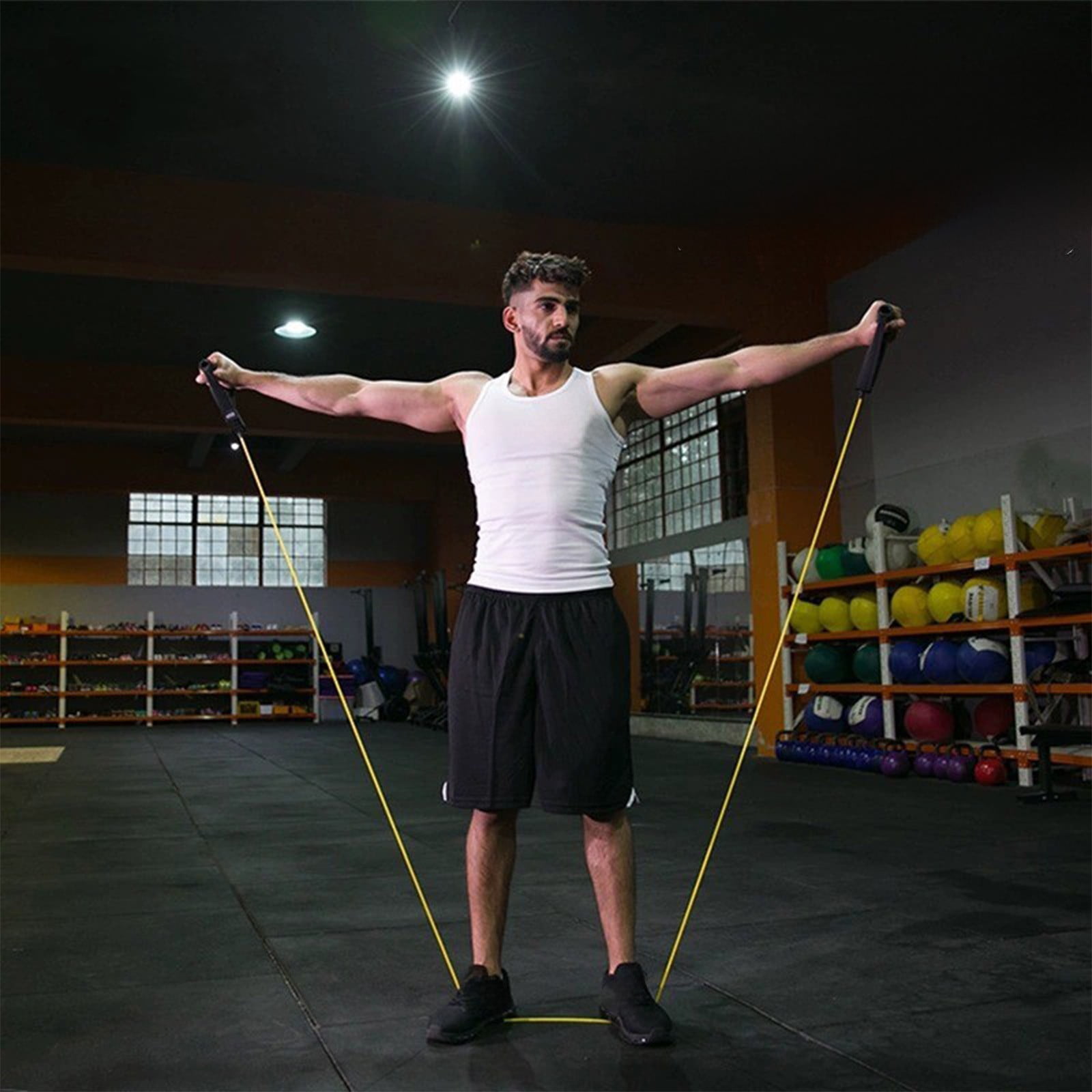 Resistance Bands with Handles, Exercise Bands with Handles, Single Resistance Bands for Resistance Training, Physical Therapy,Home Workouts, Fitness, Pilates,Shoulder And Neck Stretching Equipment Yellow - Image 6