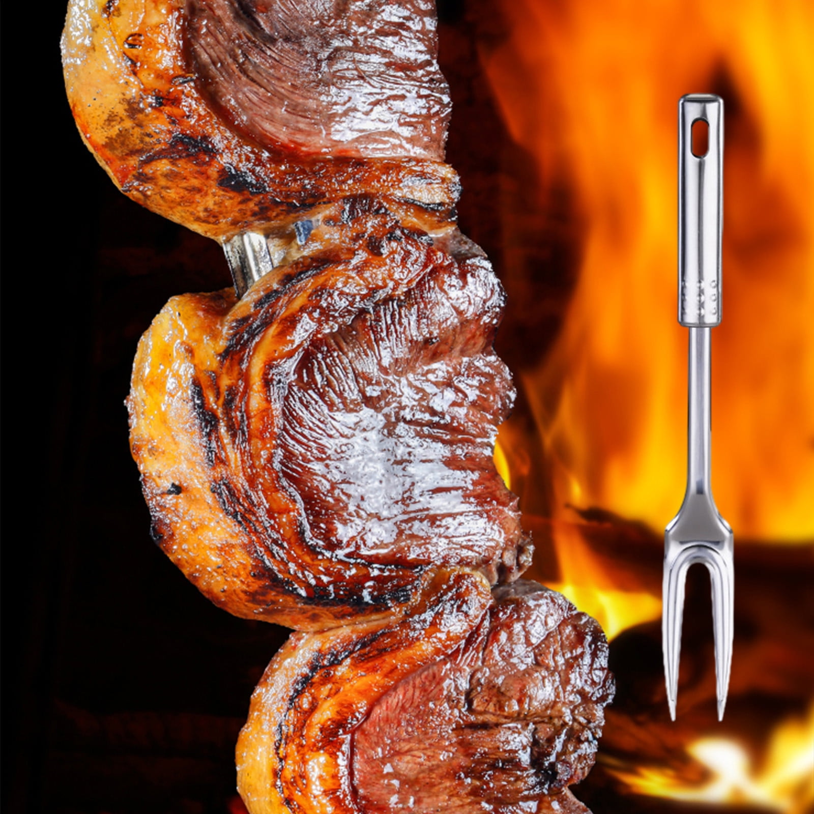 13-Inch Two Pronged Steak Fork Made of 304 Stainless Steel，Heavy Duty for Carving and Serving Meat，Comfortable Long Handle for Grilling and BBQ，Elegant Addition to Kitchen Utensils. - Image 5