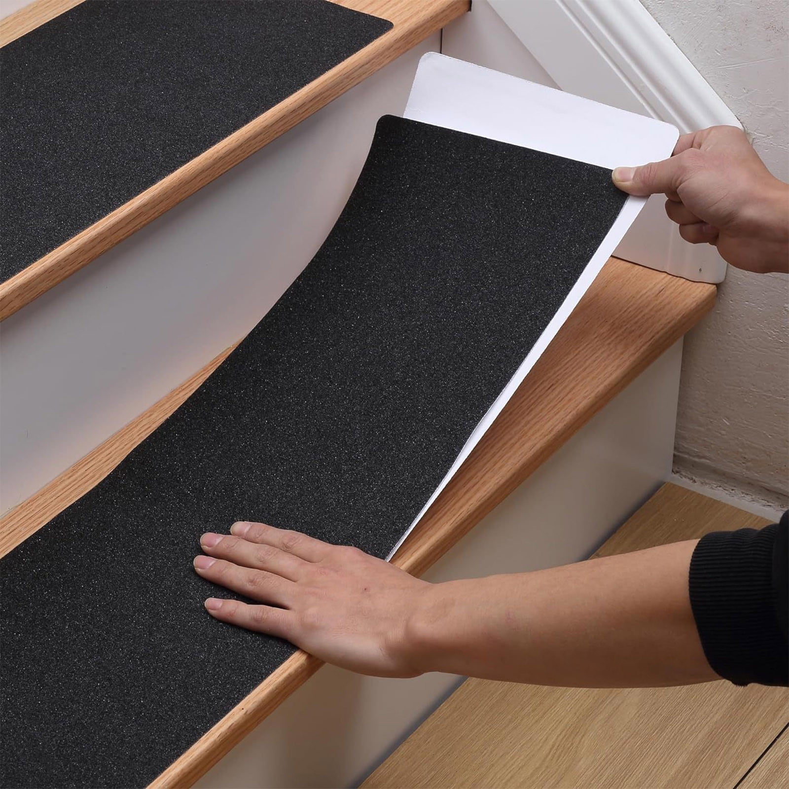 PVC Outdoor Stair Treads - Non Slip Weather Resistant Exterior Grip Tape - Anti Sniña Strips - Waterproof 80-Grit Adhesive Treads, Frosted Waterproof Wear Sticker Step Floor(24