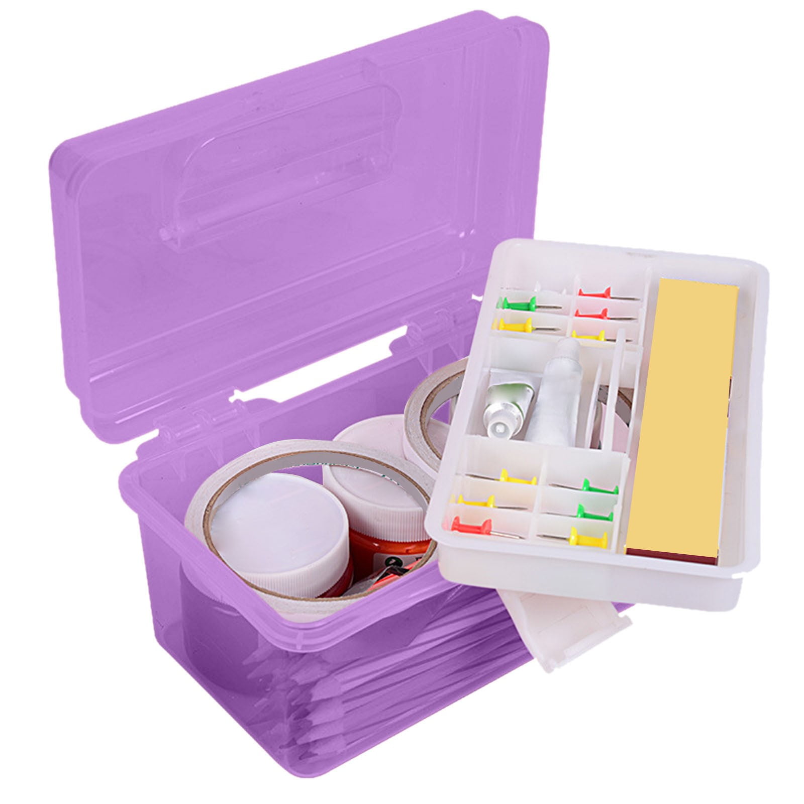 Plastic Storage Bins With Lid and Handle, Plastic Latch Storage Box, Stackable Storage Container, Small Plastic Storage Basket, Cute Organizer Box for Home, Office, 1 Pcs, 7.68x4.13x4.33 7.08