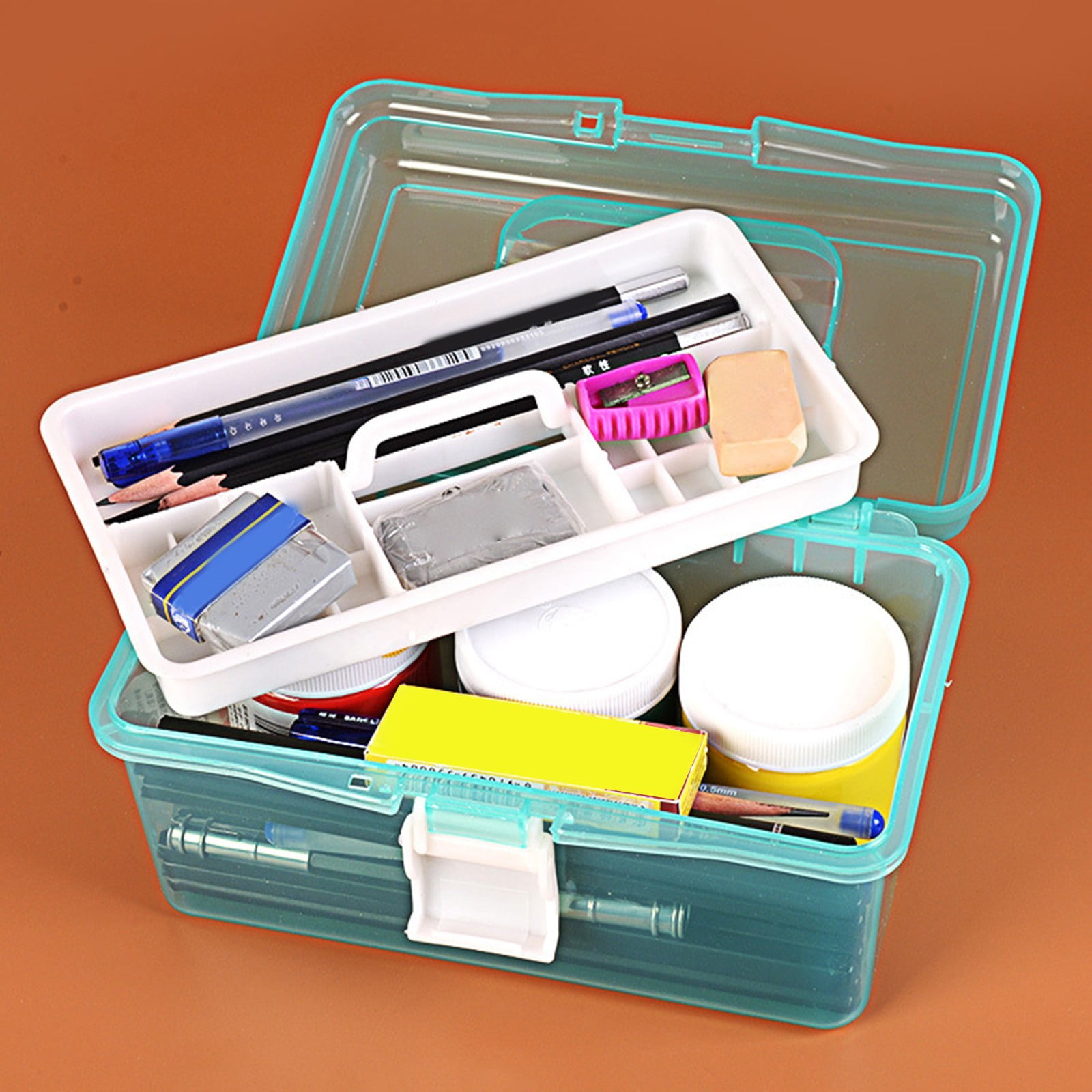 Plastic Storage Bins With Lid and Handle, Plastic Latch Storage Box, Stackable Storage Container, Small Plastic Storage Basket, Cute Organizer Box for Home, Office, 1 Pcs, 7.68x4.13x4.33 7.08