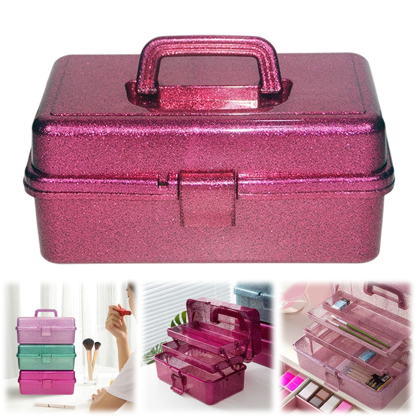 Plastic Storage Bins With Lid and Handle, Plastic Latch Storage Box, Stackable Storage Container, Small Plastic Storage Basket, Cute Organizer Box for Home, Office, 1 Pcs, 7.68x4.13x4.33 12.99