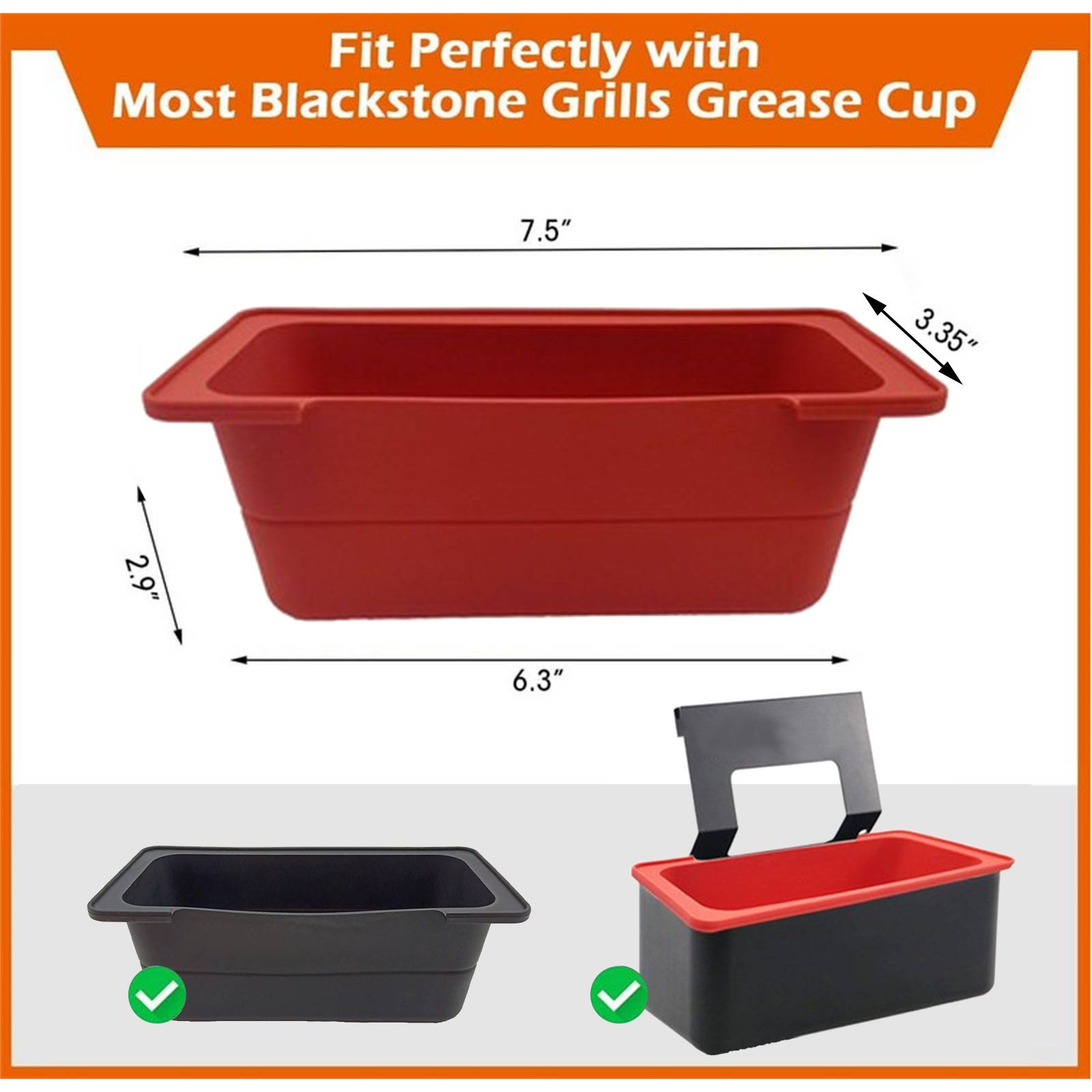 Reusable Silicone Grease Cup Liners for Grills and Griddles,High-Temperature Food-Grade Material Catches Drippings,Dishwasher Safe for Easy Cleaning,Eco-Friendly Alternative to Foil Pans Red - Image 3