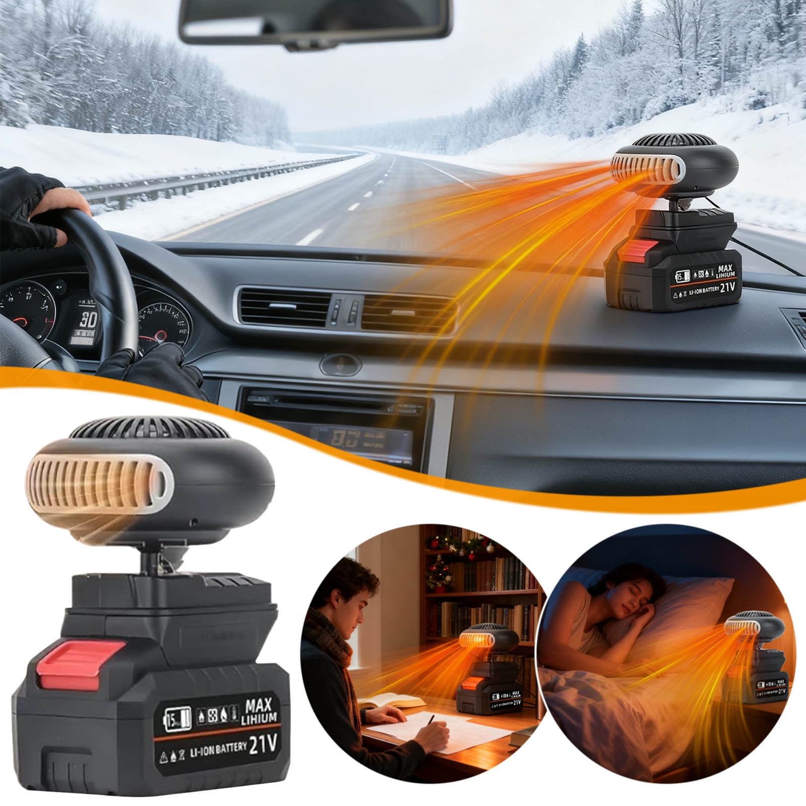 Portable Lithium Battery Fan with 3-in-1 Heating and Defogging,Large-Capacity Battery for Home,Car,or Outdoors,Safe Overheat Protection with Multiple Settings,Provides Instant Warmth Anywhere Section A5 (UK regulations) - Image 3