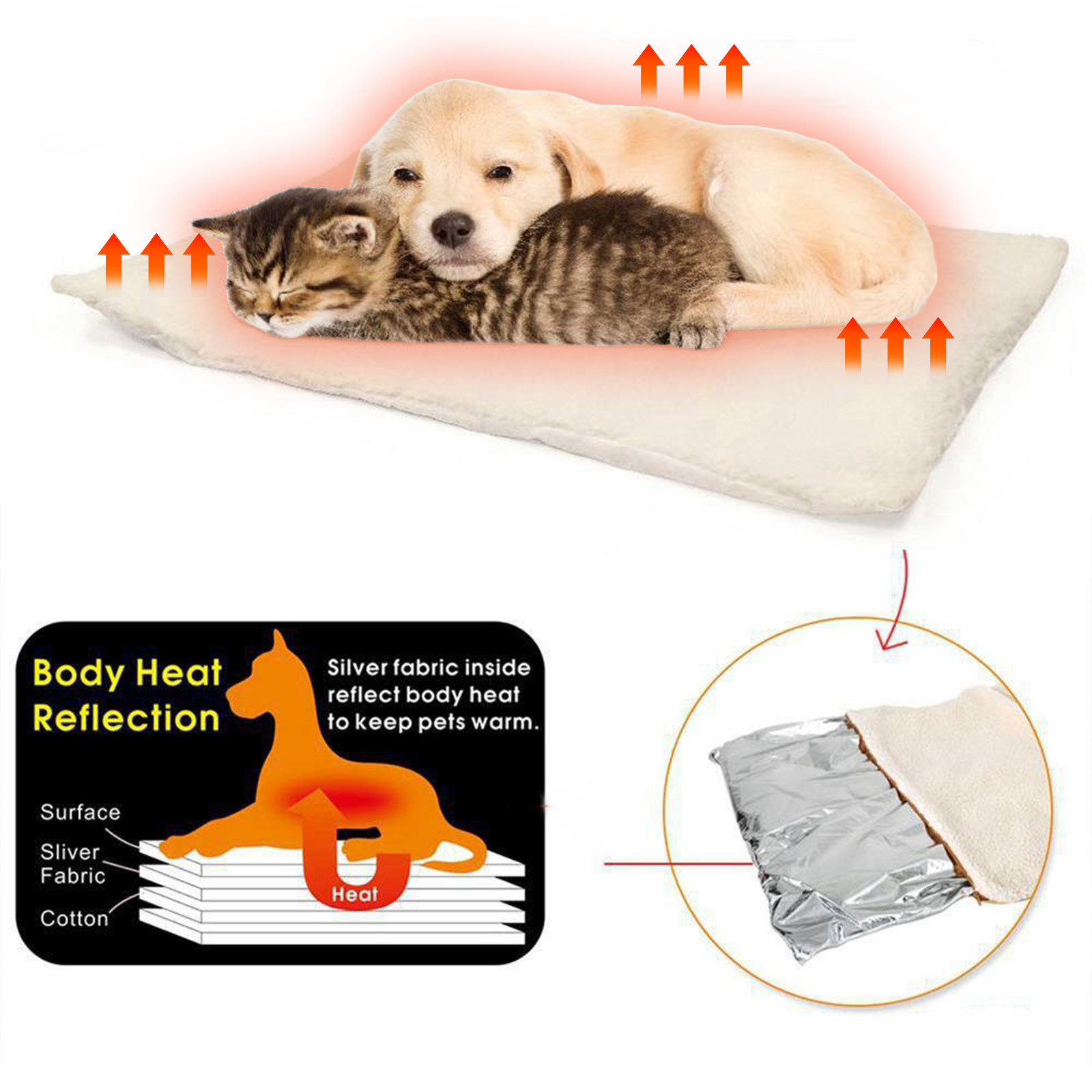 Self Warming Cat Dog Bed with Heat Storage Aluminum Foil,Machine Washable Pet Mat for Indoor Outdoor Use,No Electricity Needed for Cozy Warmth,Suitable for Pets Up to 25 Pounds - Image 4
