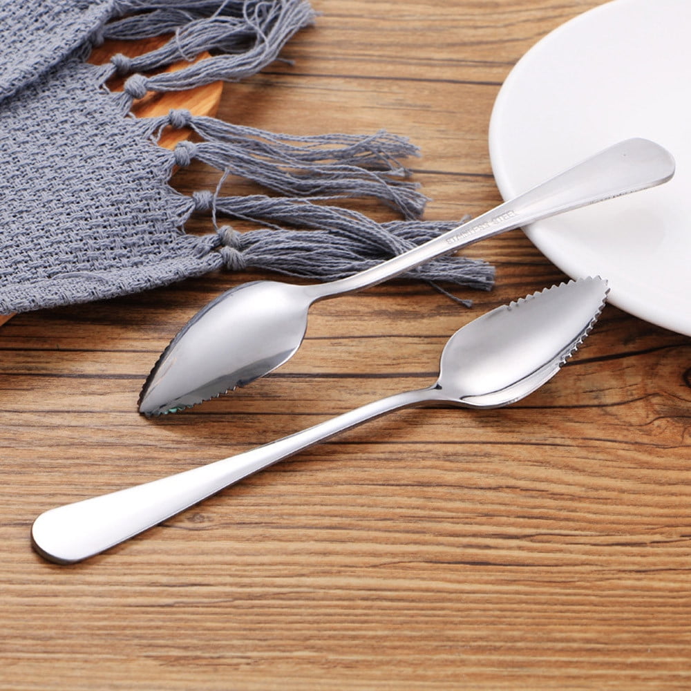 2 Pcs Grapefruit Spoons,Serrated Edge Stainless Steel Spoons,Stainless Steel Fruit Spoon,Dessert Spoons,Serrated Edge Spoons For Easily Cut Fruit,Dessert Cheese Vegetables Kitchen Tool 2 PCS - Image 3