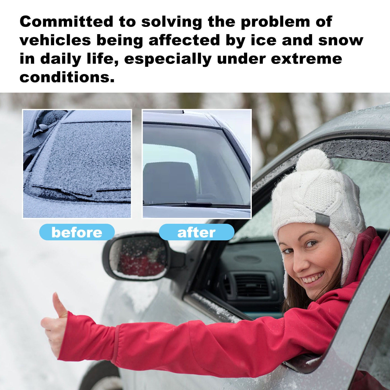 Hydrophobic Ice Removal Tool,100ml Quick-Spray Snow & Ice Melt for Car Windshields,Winter-Ready Windshield De-icing Coating Kit,Fast-Acting Anti-Ice Solution for Safe Winter Driving - Image 6