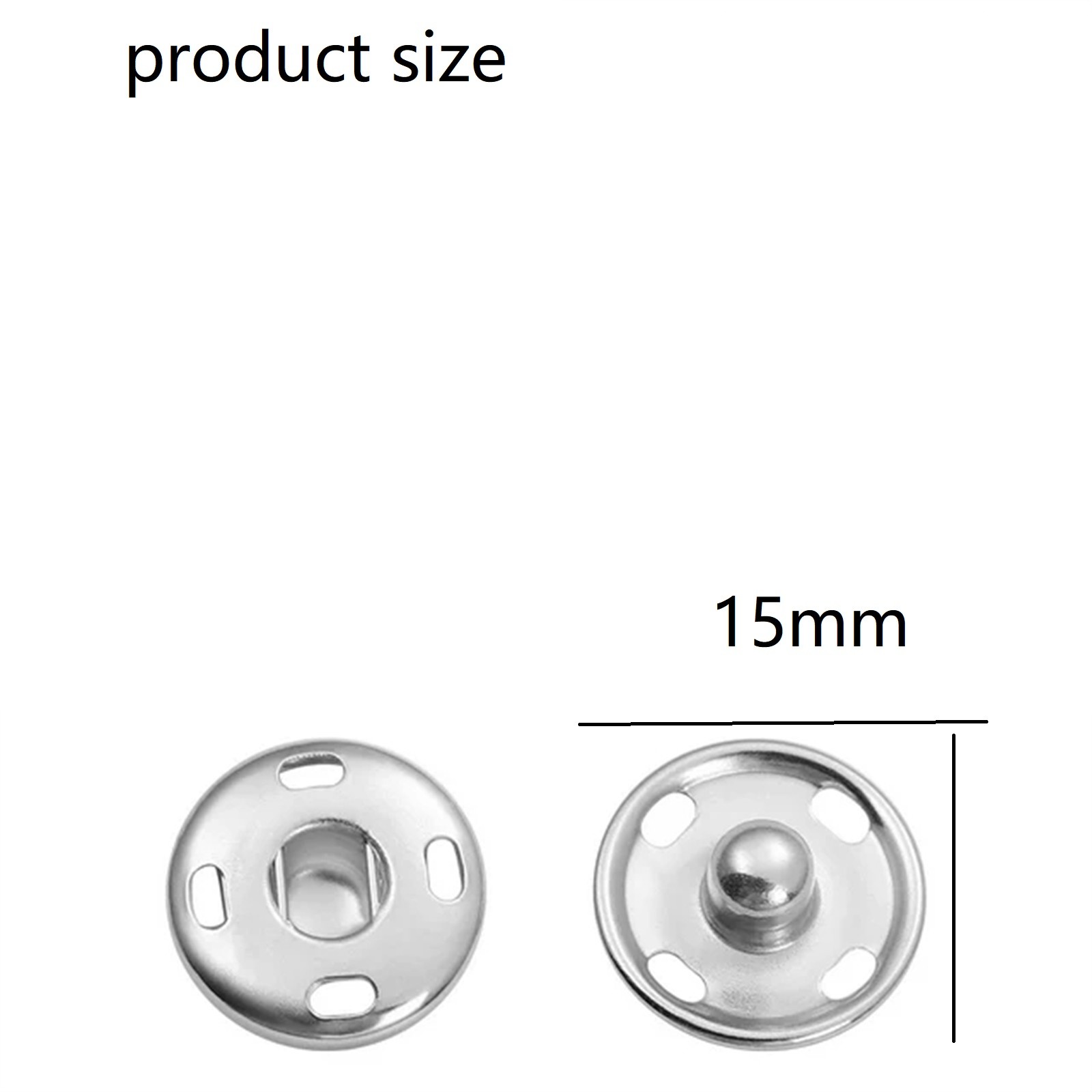 Snap Buttons for Clothes, Heavy Duty Metal Snaps for Fabric, 15mm Metal Sewing Snaps, Press Studs for Sewing Clothes Jeans Handbag DIY Craft Projects (Silver/10 Sets) 0.59 Inches 0.59