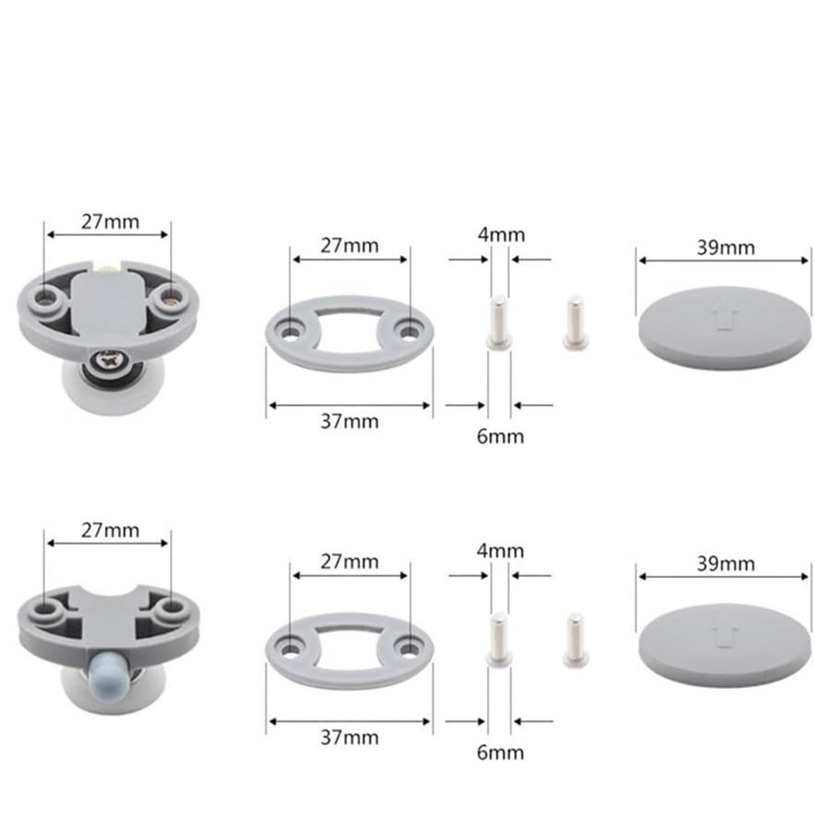 Shower Door Rollers, Single Shower Door Runners/Wheels/Pulleys/Guides 25mm Diameter Home Bathroom DIY Replacement Parts (2 Upper Rollers and 2 Bottom Rollers) 2 Set Multisize White/23 mm - Image 2