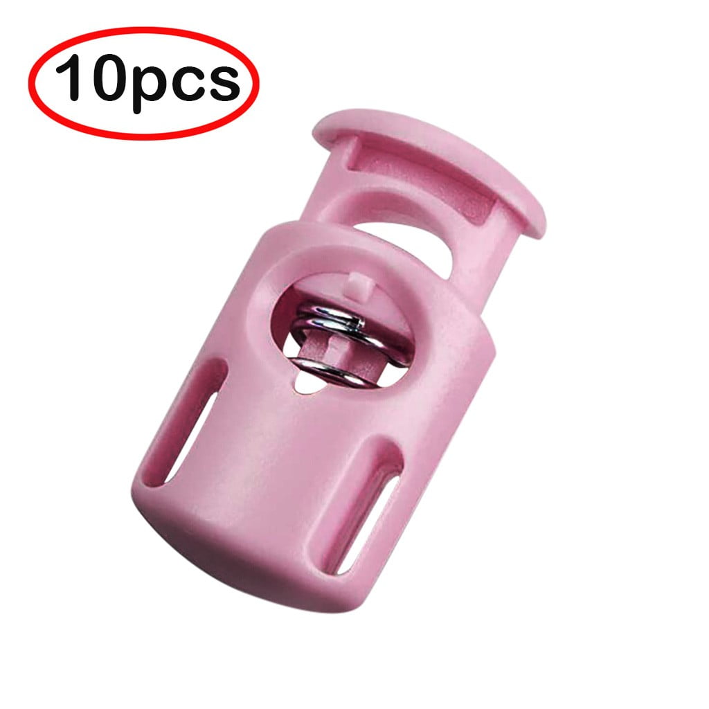 10 Pcs Cord Locks,Plastic Spring Cord Locks, Single Hole Toggle Drawstring Clip Stoppers,Fastener Slider Luggage Lanyard Stopper for Drawstrings, Paracord, Shoelaces, Bags, Clothing, and More(Pink) Pink - Image 1