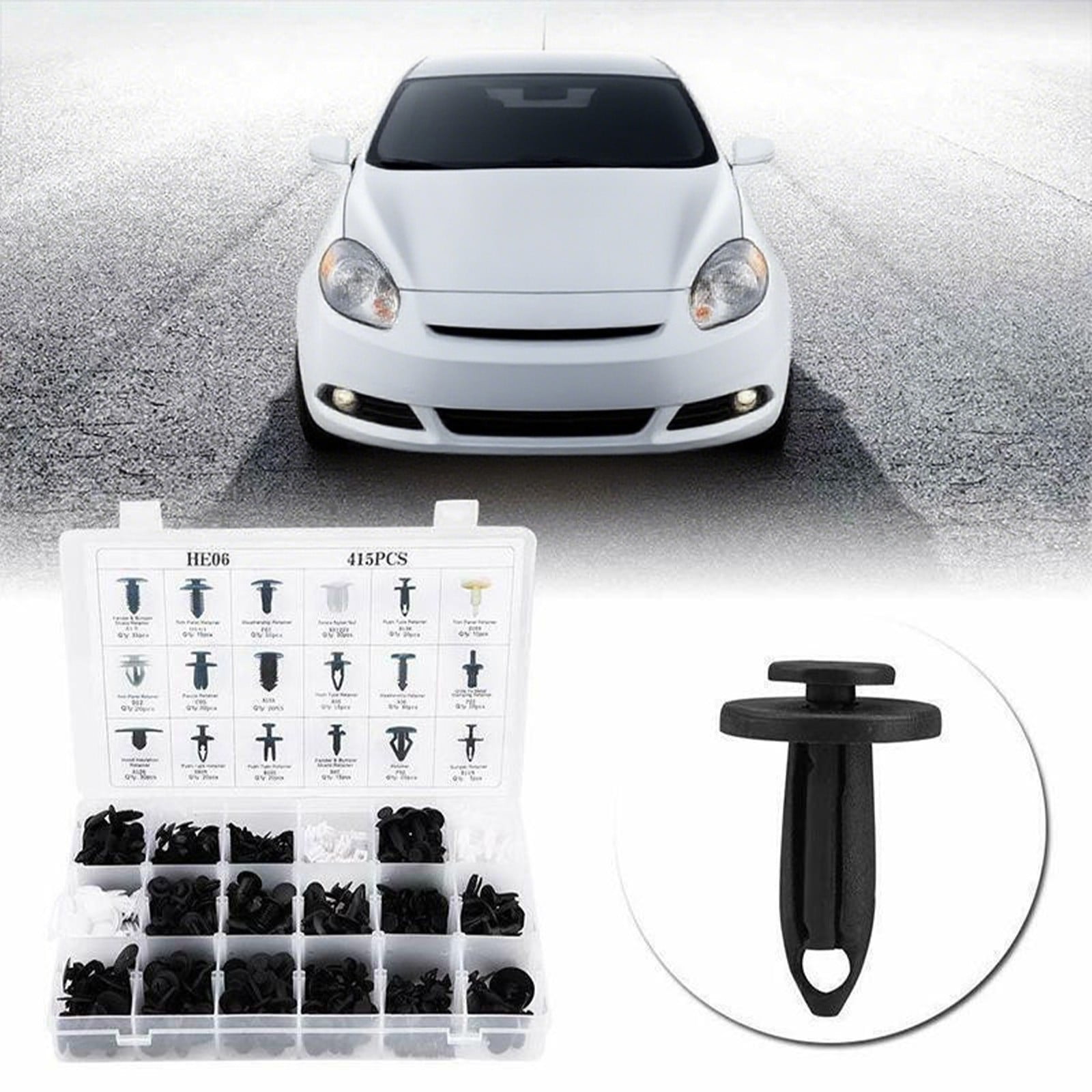 100-Piece Car Fastener Clip Set,Six Types of Nylon Retainers with Removal Tool,Universal for Automotive Trim and Bumper,Durable and Easy to Install,Saves Time on Repairs and Maintenance. - Image 2
