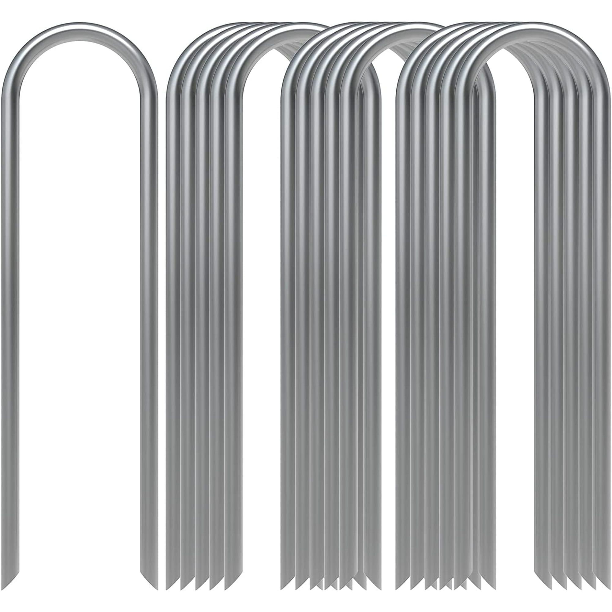 Landscape Staples, Galvanized Garden Stakes, 11 Gauge Heavy Duty U-Shaped Ground Stakes for Weed Barrier Fabric, Irrigation Tubing, Fence, Outdoor Decorations, 16 Pcs, 6.0x1.5 6.0