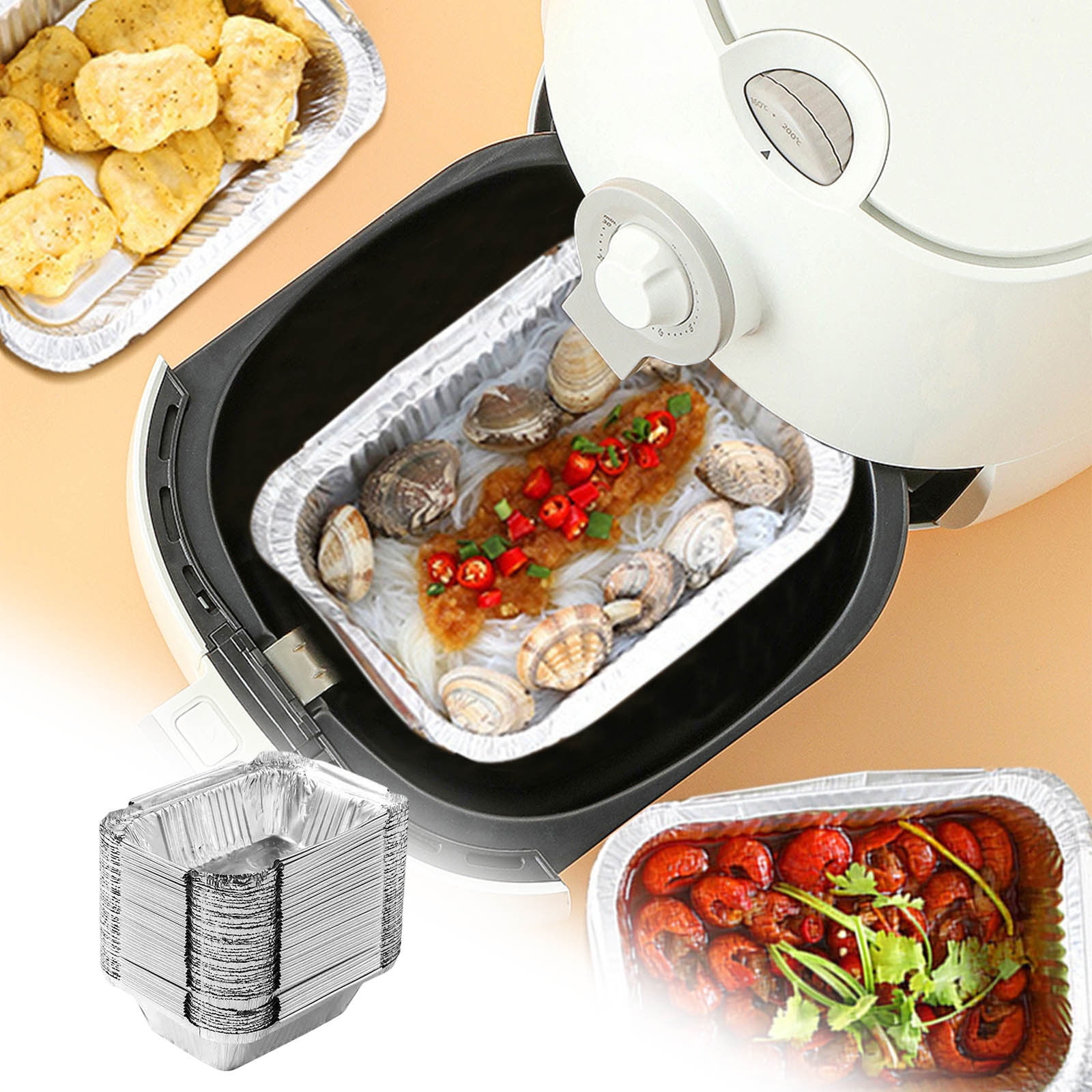 50 Pcs Disposable Aluminum Baking Pans,Rectangular Foil Trays for Grilling and Baking,Oven-Safe and Eco-Friendly,Perfect for Brownies,Lasagna,or Outdoor BBQ,No Cleanup Needed. 50pcs 230ML - Image 4