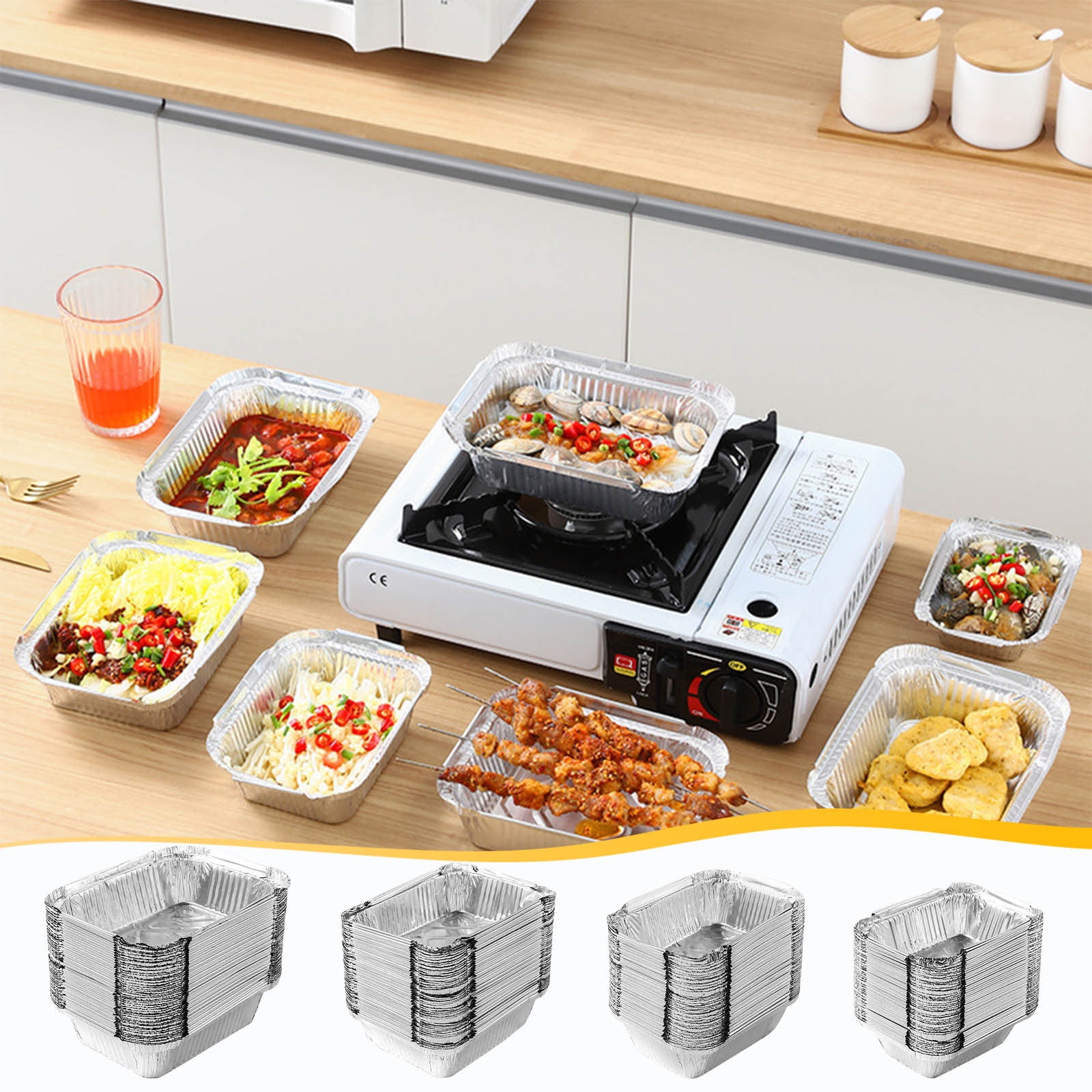 50 Pcs Disposable Aluminum Baking Pans,Rectangular Foil Trays for Grilling and Baking,Oven-Safe and Eco-Friendly,Perfect for Brownies,Lasagna,or Outdoor BBQ,No Cleanup Needed. 50pcs 230ML - Image 6