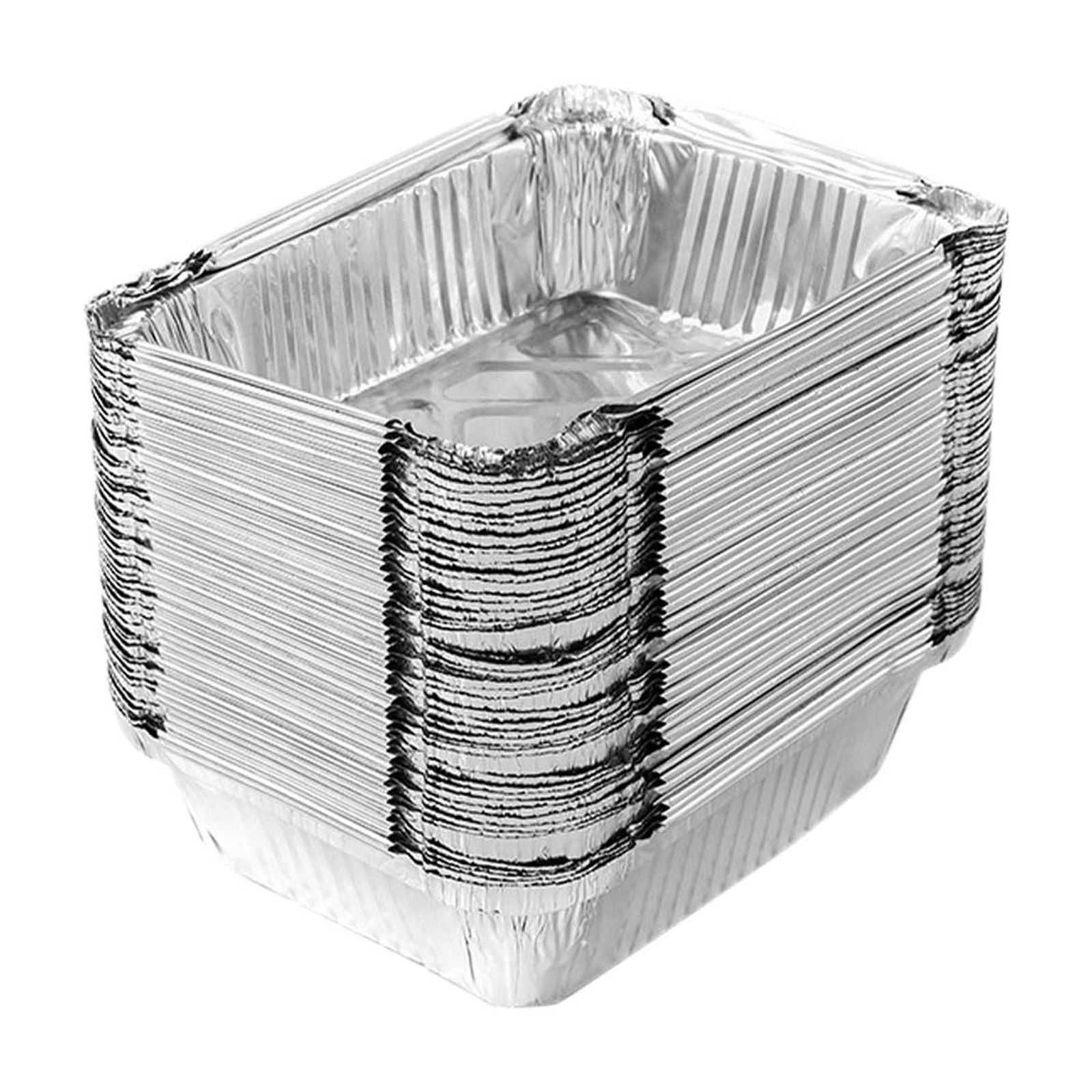 50 Pcs Disposable Aluminum Baking Pans,Rectangular Foil Trays for Grilling and Baking,Oven-Safe and Eco-Friendly,Perfect for Brownies,Lasagna,or Outdoor BBQ,No Cleanup Needed. Silver - Image 1