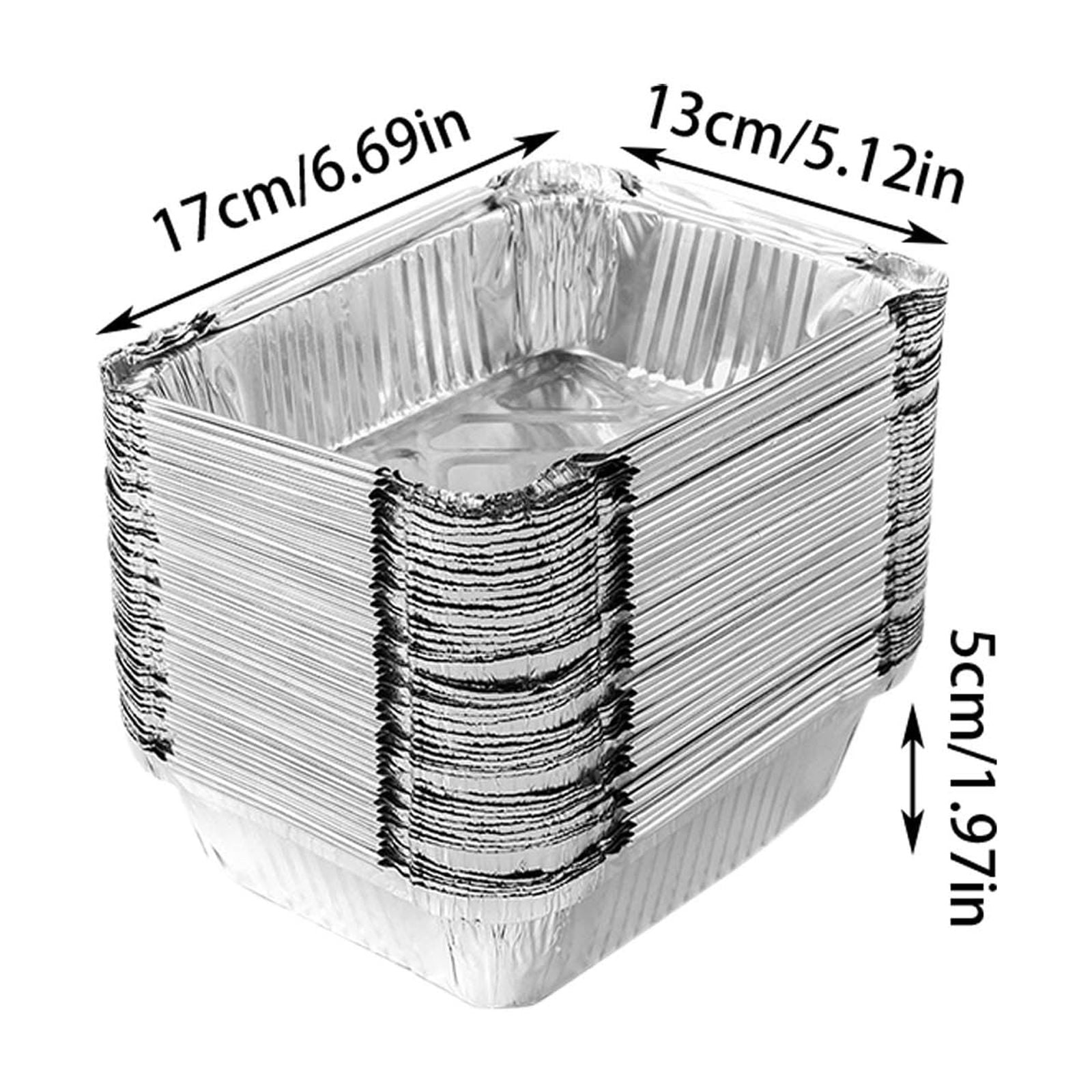 50 Pcs Disposable Aluminum Baking Pans,Rectangular Foil Trays for Grilling and Baking,Oven-Safe and Eco-Friendly,Perfect for Brownies,Lasagna,or Outdoor BBQ,No Cleanup Needed. Silver - Image 2