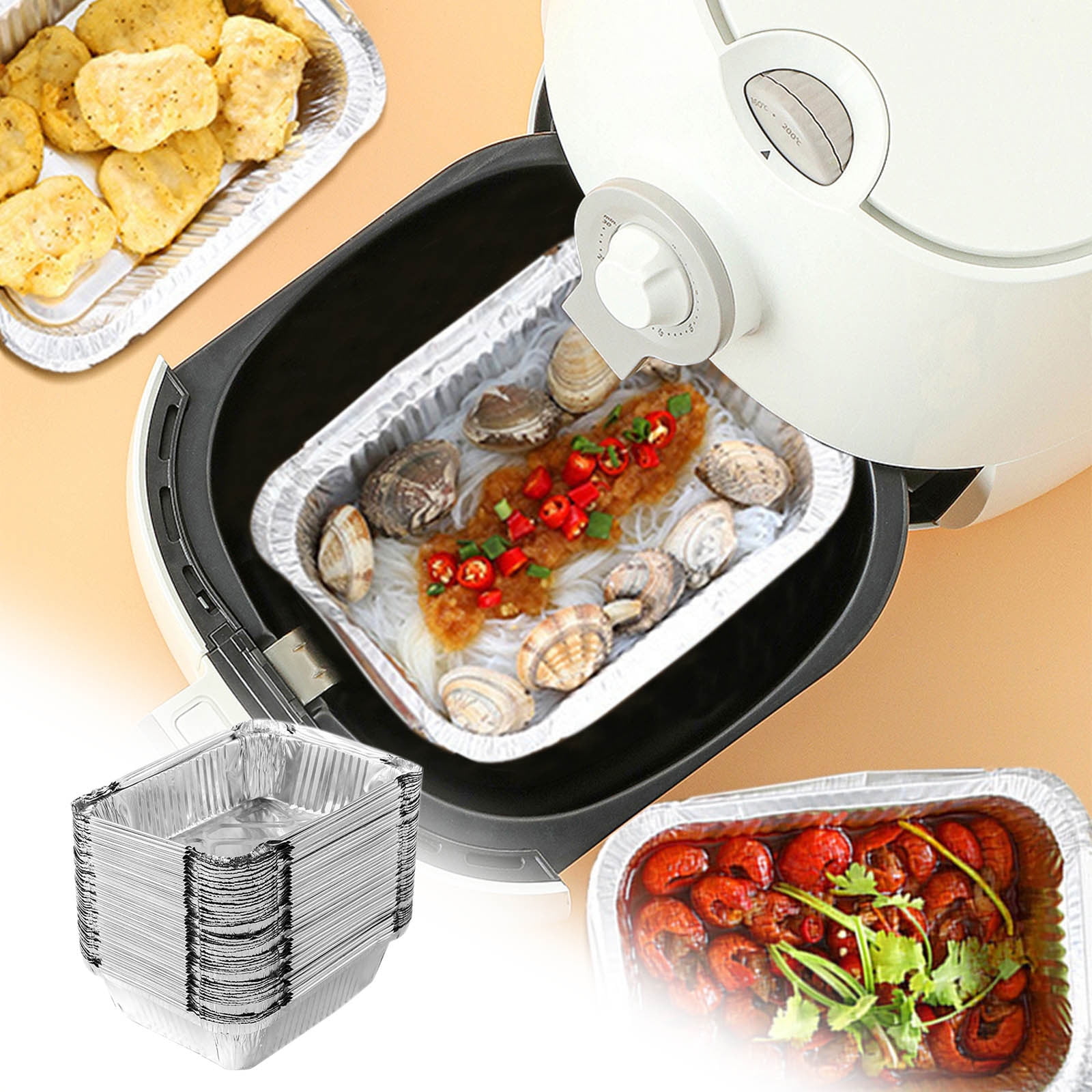 50 Pcs Disposable Aluminum Baking Pans,Rectangular Foil Trays for Grilling and Baking,Oven-Safe and Eco-Friendly,Perfect for Brownies,Lasagna,or Outdoor BBQ,No Cleanup Needed. Silver - Image 3
