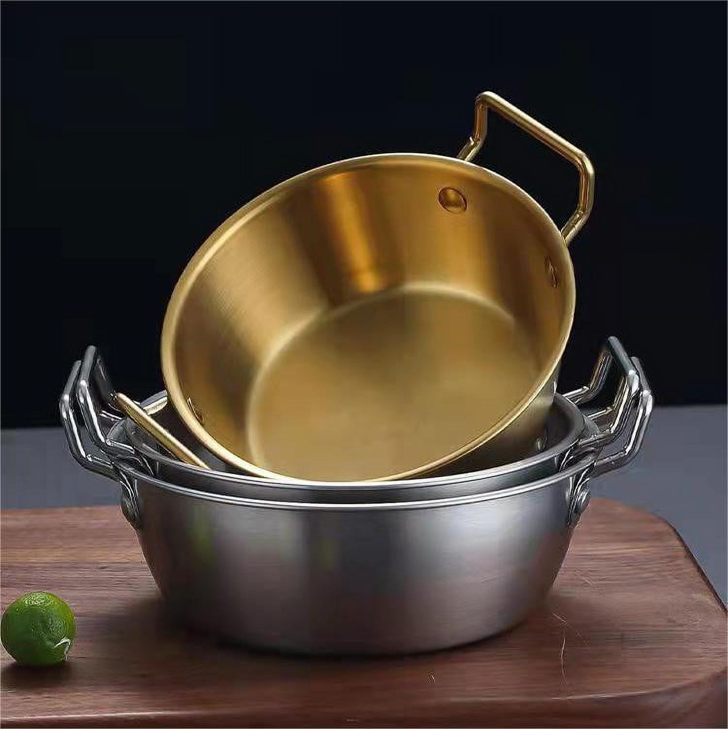 Stainless Steel Soy Sauce Dishes,Sauce Dish Metal Popcorn Pot reusable,Golden Dipping Bowl with Handle Individual Round Seasoning Bowls Serving Dishes for Sushi,Side Dishes,Dessert,Tomato Sauce Silver - Image 3