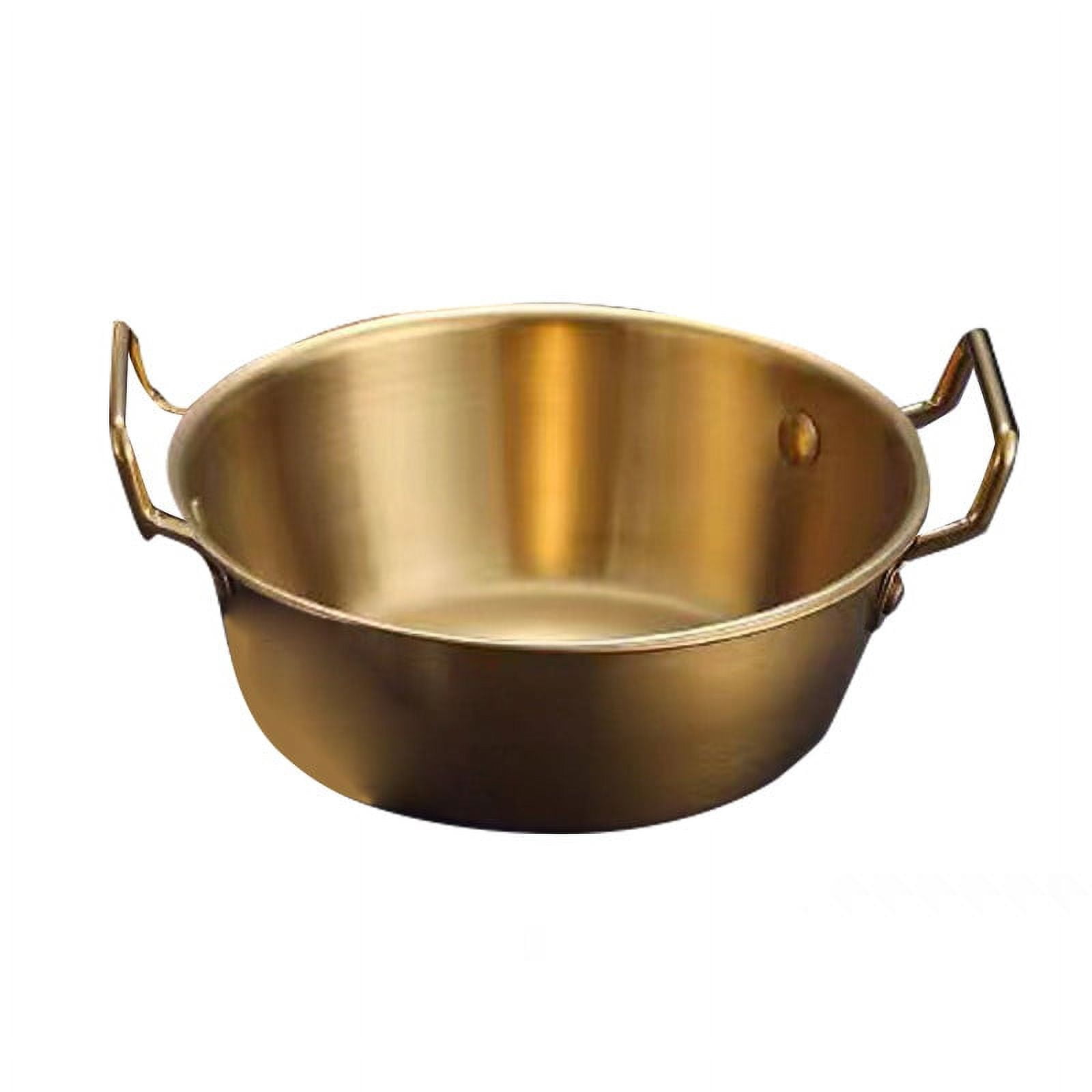 Stainless Steel Soy Sauce Dishes,Sauce Dish Metal Popcorn Pot reusable,Golden Dipping Bowl with Handle Individual Round Seasoning Bowls Serving Dishes for Sushi,Side Dishes,Dessert,Tomato Sauce gold 13cm - Image 1