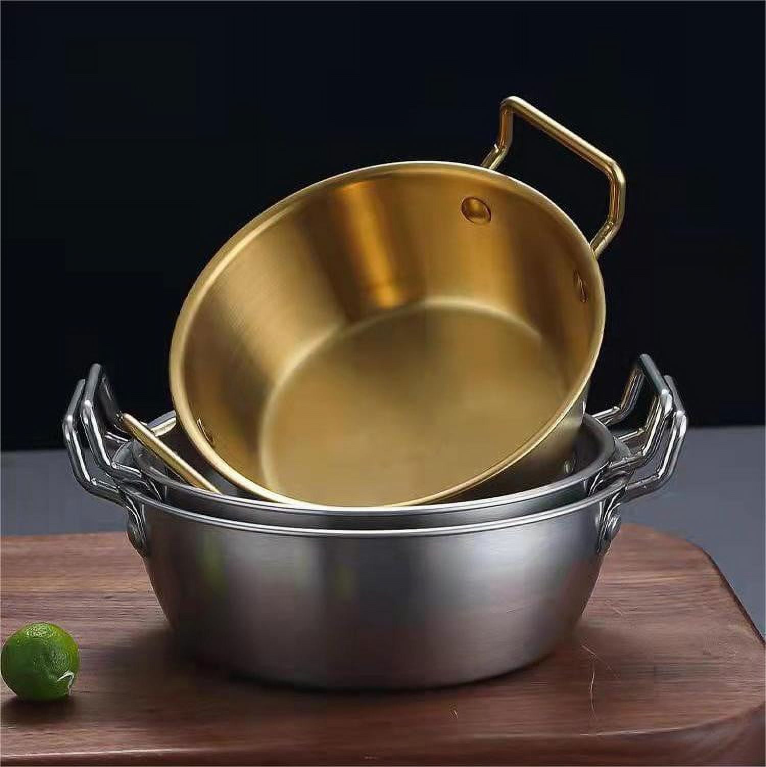 Stainless Steel Soy Sauce Dishes,Sauce Dish Metal Popcorn Pot reusable,Golden Dipping Bowl with Handle Individual Round Seasoning Bowls Serving Dishes for Sushi,Side Dishes,Dessert,Tomato Sauce silvery 15cm - Image 2